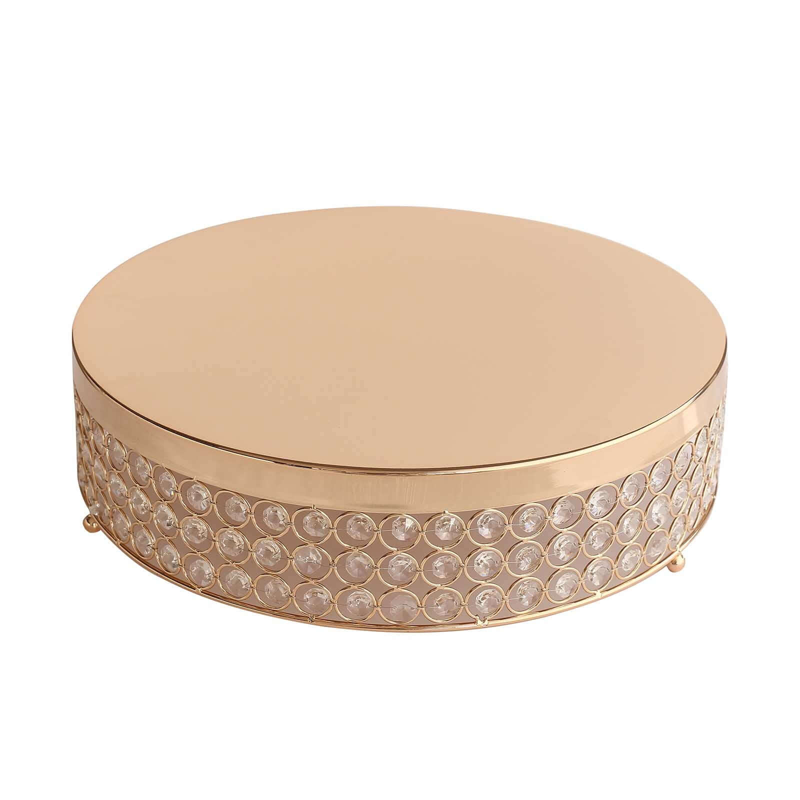 Metal Cake Stand Pedestal 16" Crystal Beaded Design Gold - Cupcake Display and Dessert Riser - Image 6