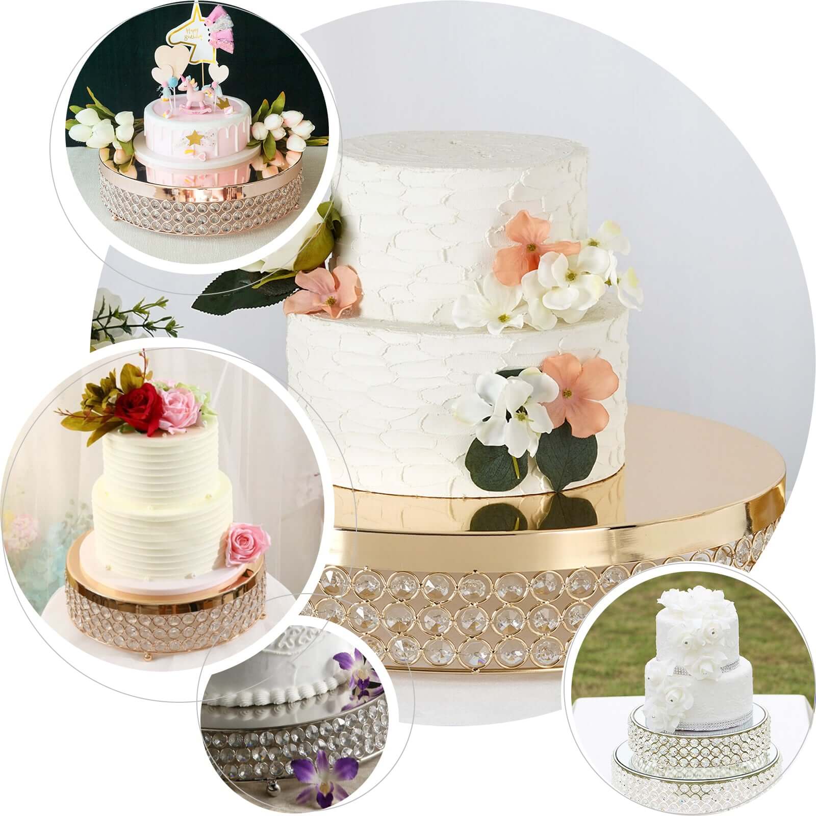 Metal Cake Stand Pedestal 16" Crystal Beaded Design Rose Gold - Cupcake Display and Dessert Riser - Image 6