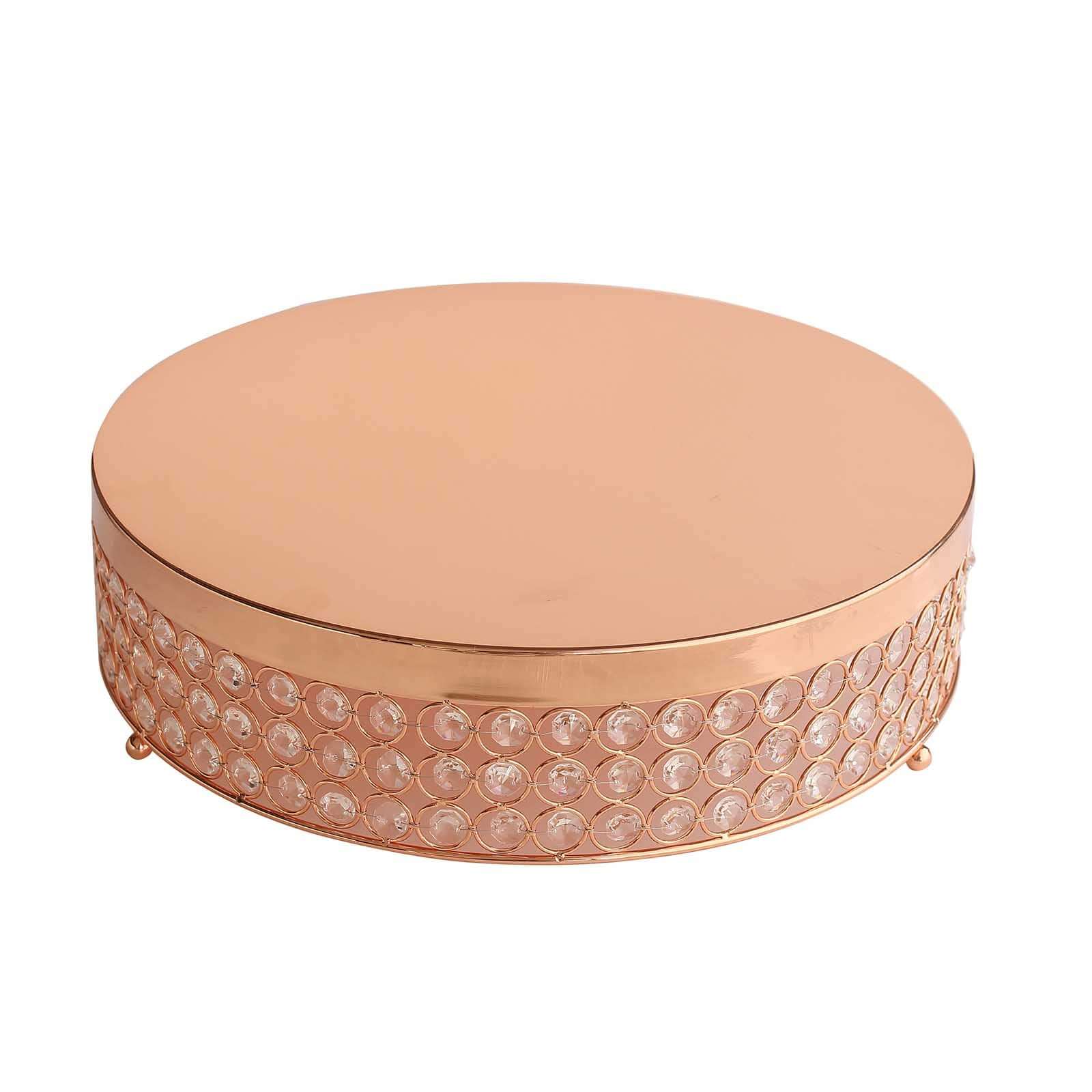 Metal Cake Stand Pedestal 16" Crystal Beaded Design Rose Gold - Cupcake Display and Dessert Riser - Image 7