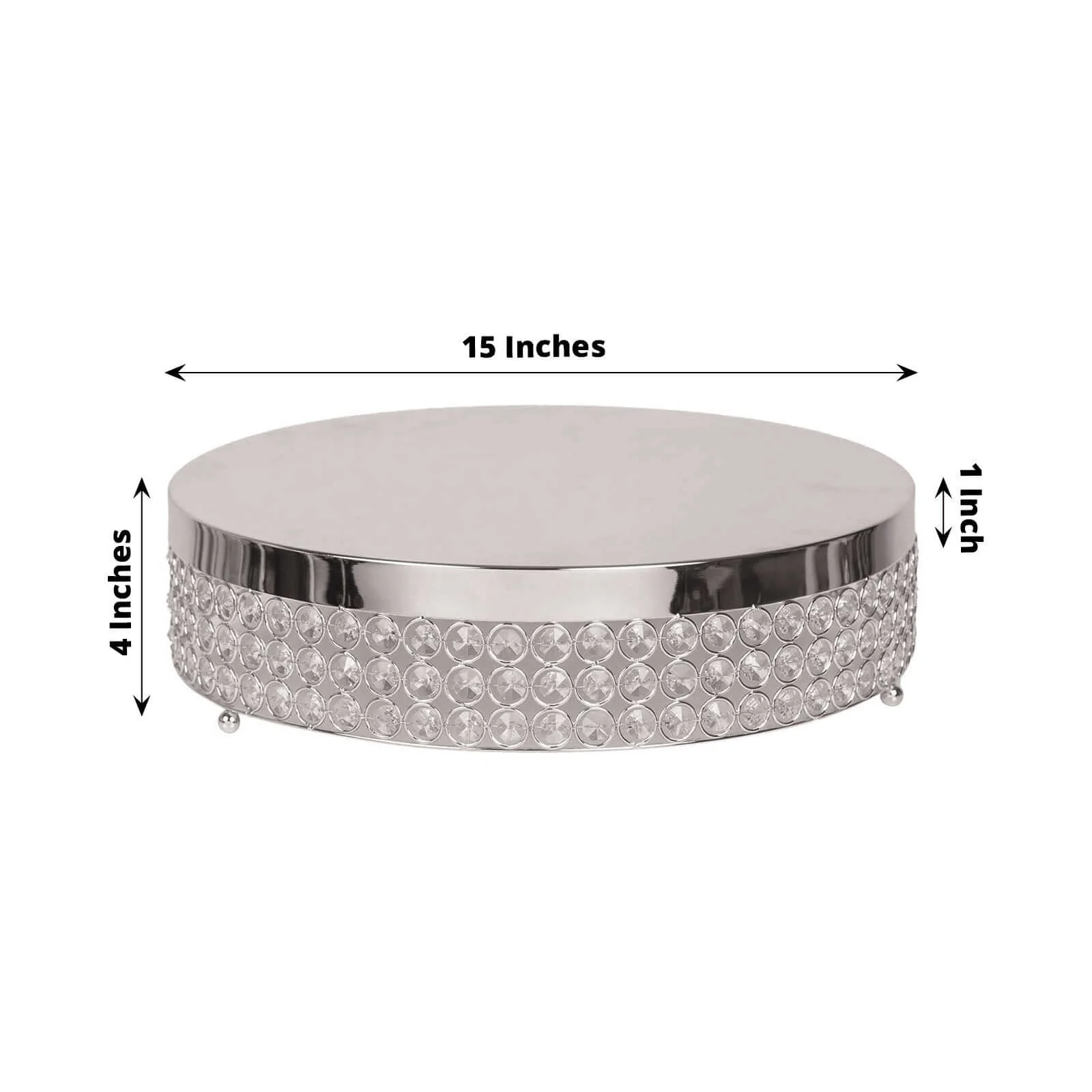 Metal Cake Stand Pedestal 16" Crystal Beaded Design Silver - Cupcake Display and Dessert Riser - Image 3