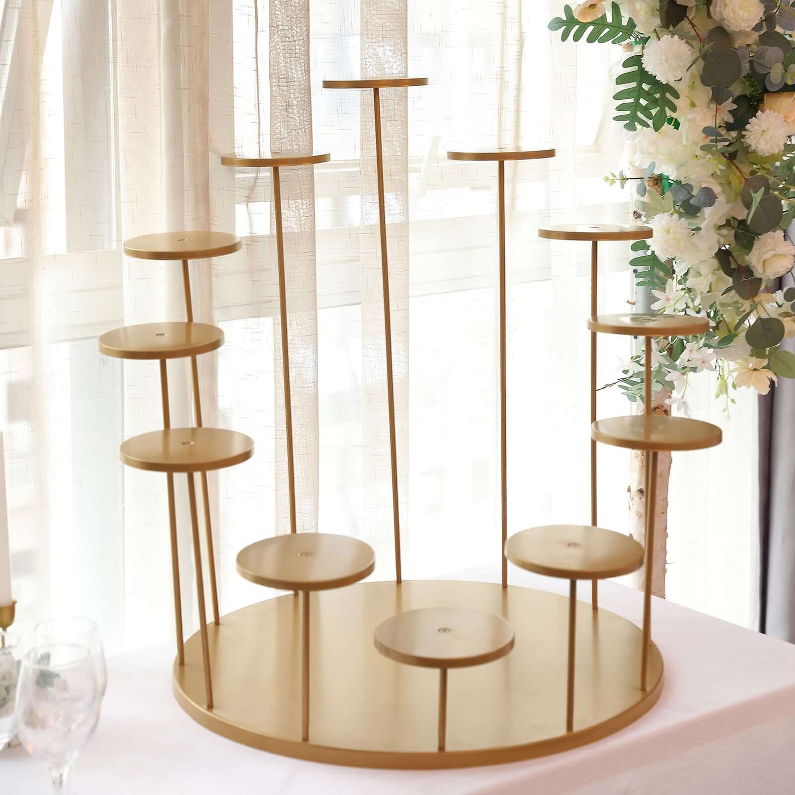 Metal Cake Stand with 12-Arm Tiered Cupcake Holders 29" Gold - Majestic Layered Dessert Display Centerpiece Tower for Upscale Weddings Gala Events & Celebrations - Image 2