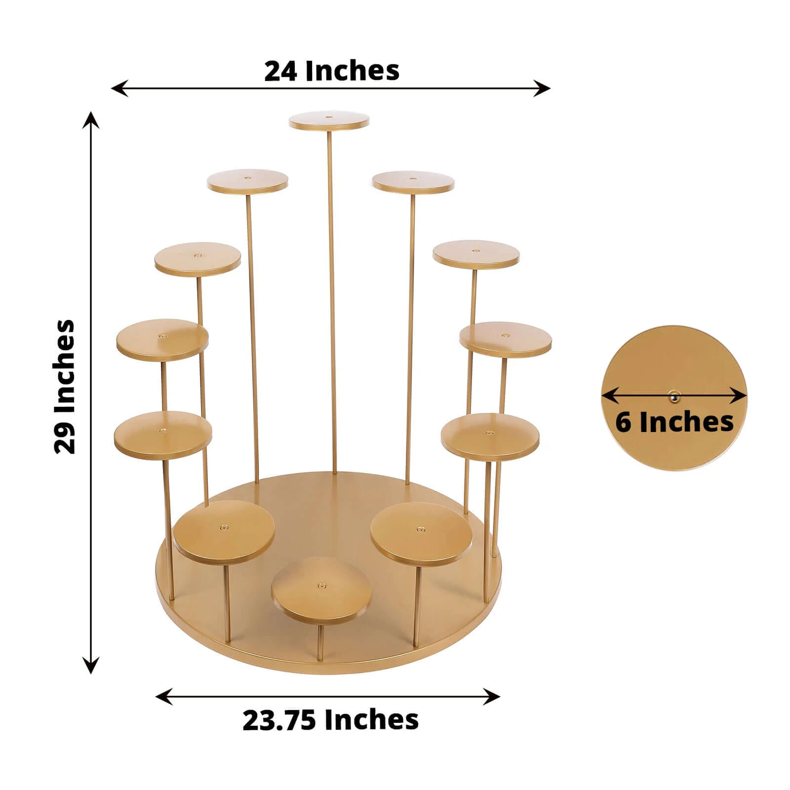 Metal Cake Stand with 12-Arm Tiered Cupcake Holders 29" Gold - Majestic Layered Dessert Display Centerpiece Tower for Upscale Weddings Gala Events & Celebrations - Image 3