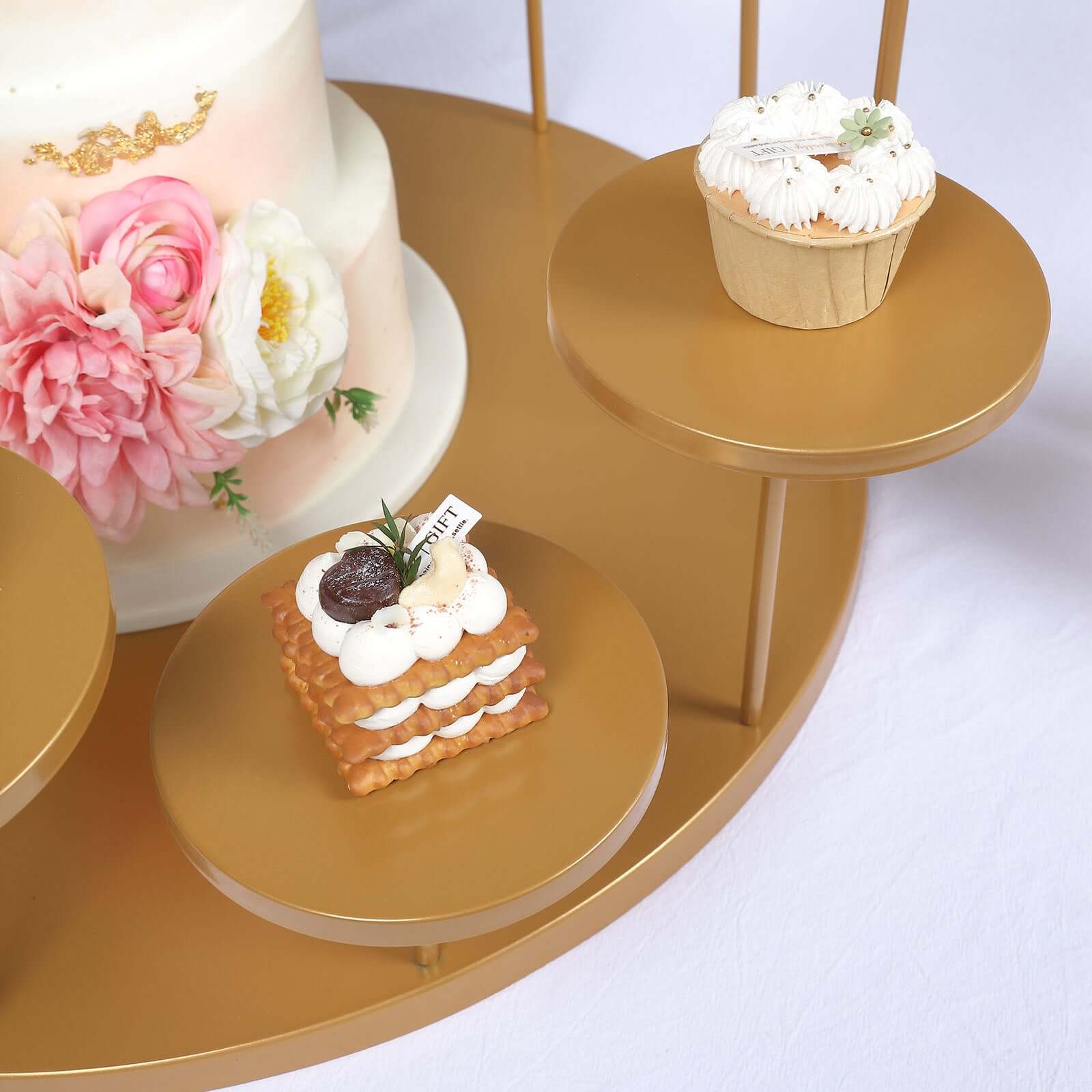 Metal Cake Stand with 12-Arm Tiered Cupcake Holders 29" Gold - Majestic Layered Dessert Display Centerpiece Tower for Upscale Weddings Gala Events & Celebrations - Image 4