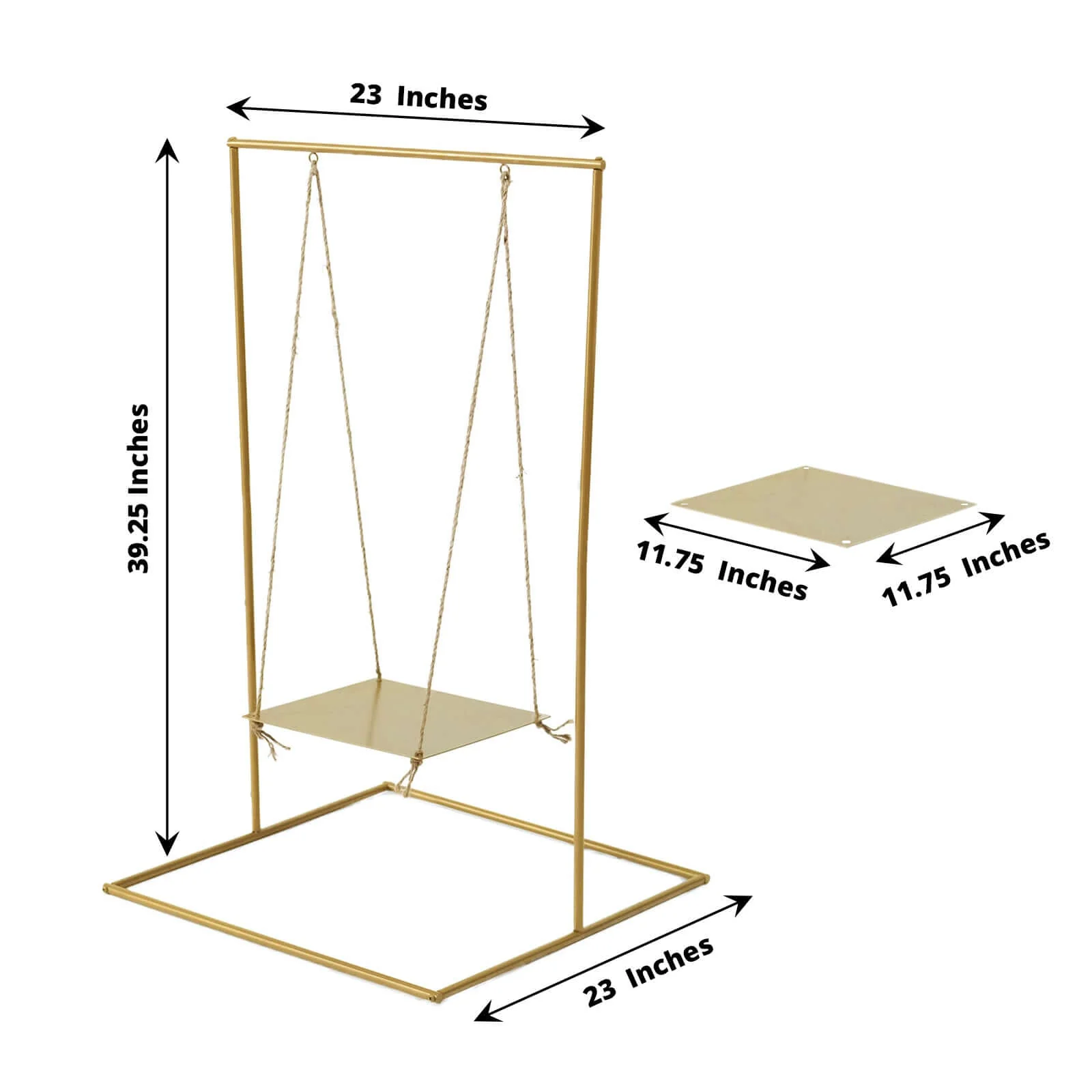 Metal Cake Swing Stand with Jute Rope 3ft Gold - Modern Hanging Dessert Display Centerpiece for Weddings Bridal Showers & Birthdays - Image 3