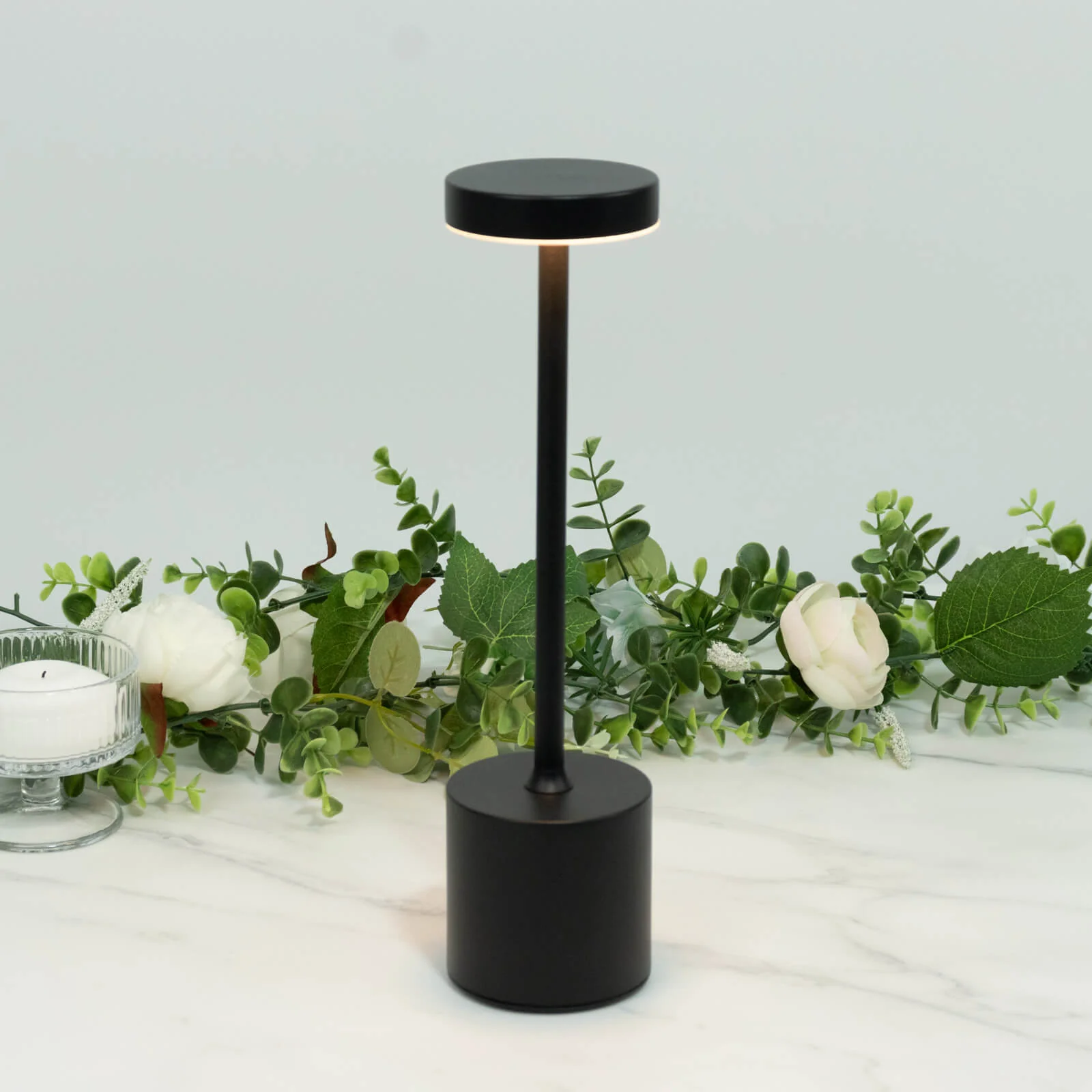 Rechargeable Cordless Table Lamp 13" Black Metal Design Dimmable - LED Desk Night Light with Touch Control - Image 7