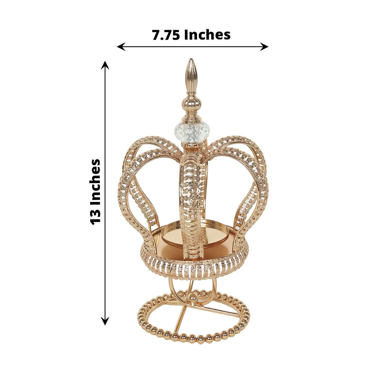 Metal Crown Spiral Gold Pillar Candle Holder Stand 13" - Jeweled Votive Candle Centerpiece - Image 3