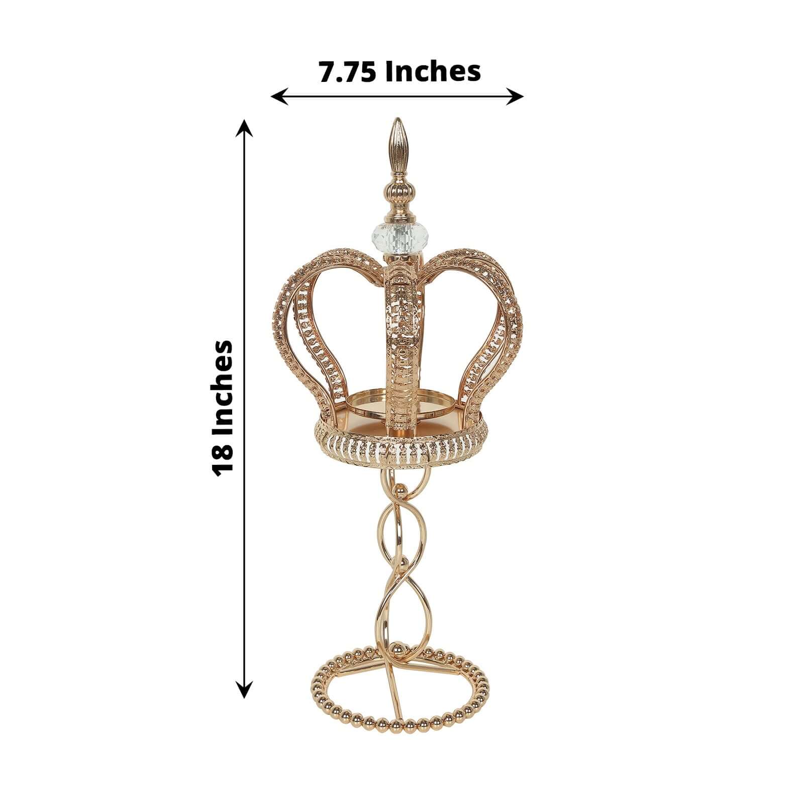 Metal Crown Spiral Gold Pillar Candle Holder Stand 18" - Jeweled Votive Candle Centerpiece - Image 3
