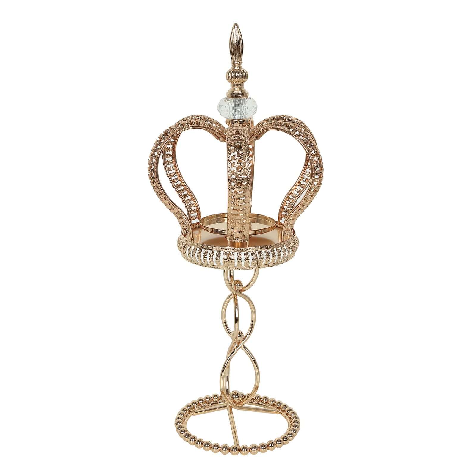Metal Crown Spiral Gold Pillar Candle Holder Stand 18" - Jeweled Votive Candle Centerpiece - Image 7