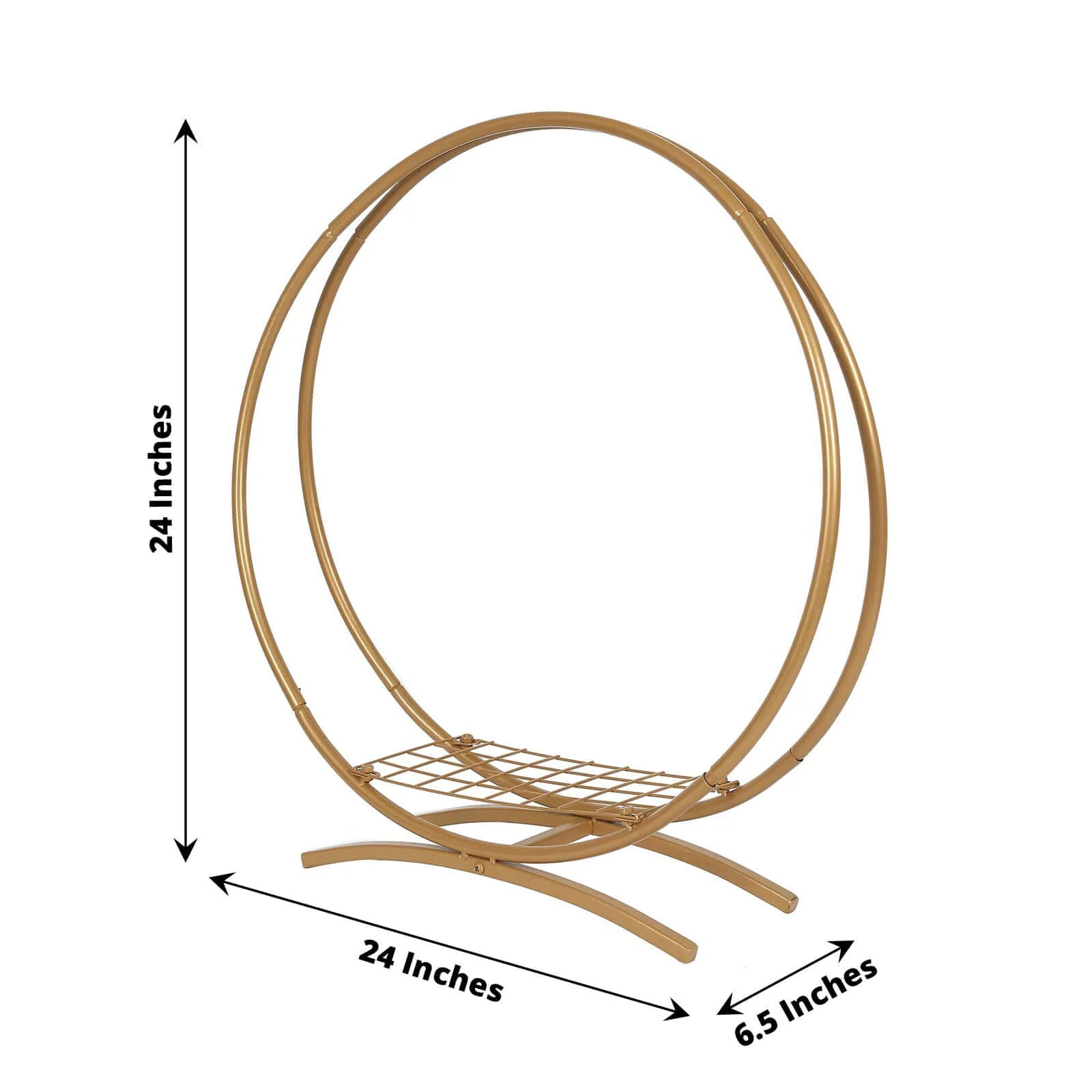 Metal Double Frame Hoop Table Centerpiece Gold 24" - Flower Stand for Wedding Cake Displays - Image 3