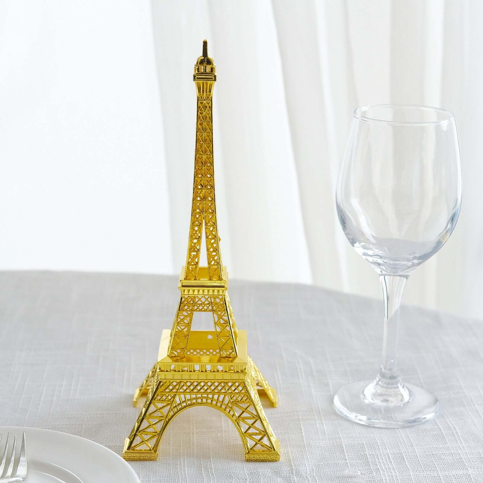 Metal Eiffel Tower 10" Table Centerpiece Gold - Decorative Cake Topper for Weddings & Events - Image 6