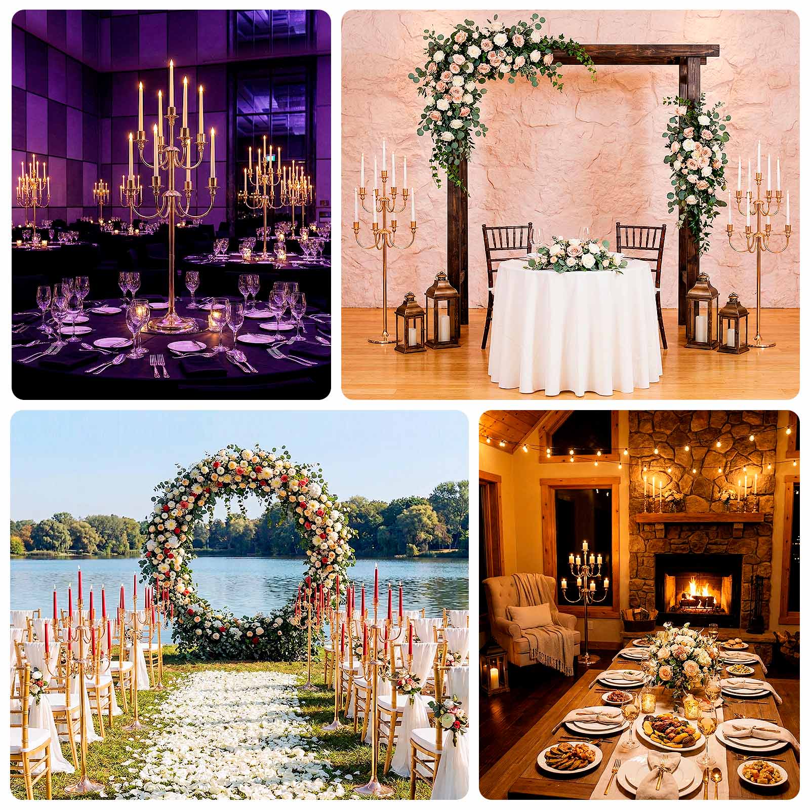 Metal Floor Candelabra Candle Holder 46" Tall - 9-Arm Gold Vintage Taper Candlestick Stand Table Centerpiece for Weddings & Parties - Image 4
