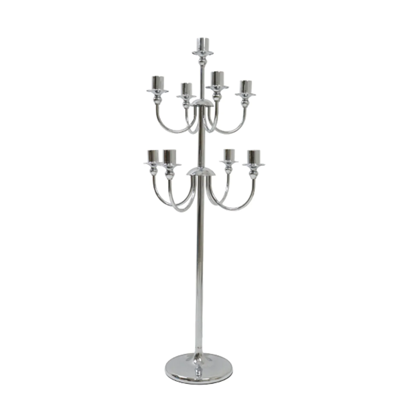 Metal Floor Candelabra Candle Holder 46" Tall - 9-Arm Silver Vintage Taper Candlestick Stand Table Centerpiece for Weddings & Parties - Image 5