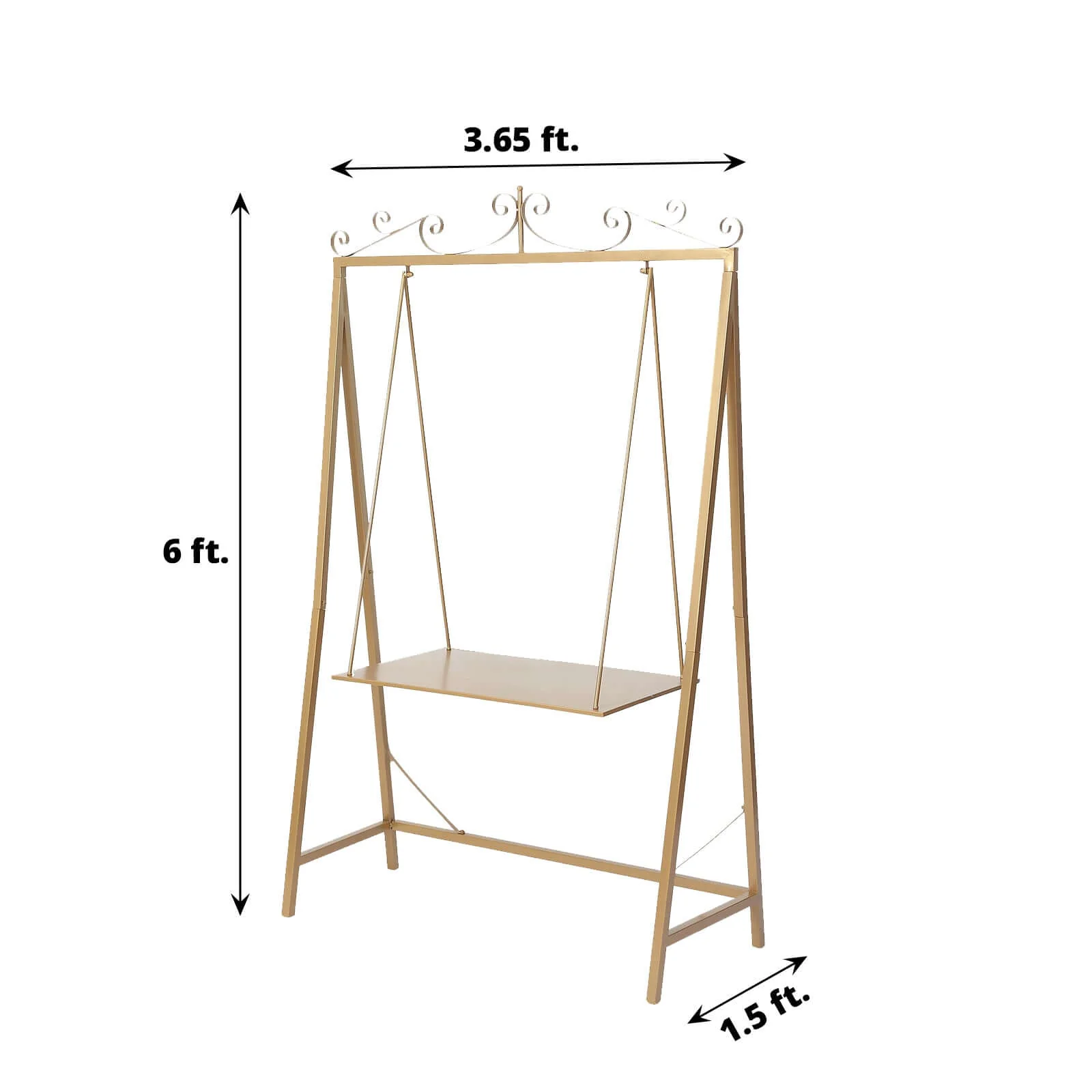 Metal Floor Swing Cake Stand 6ft Gold - Unique Hanging Dessert Display Serving Station for Stylish Celebrations - Image 3