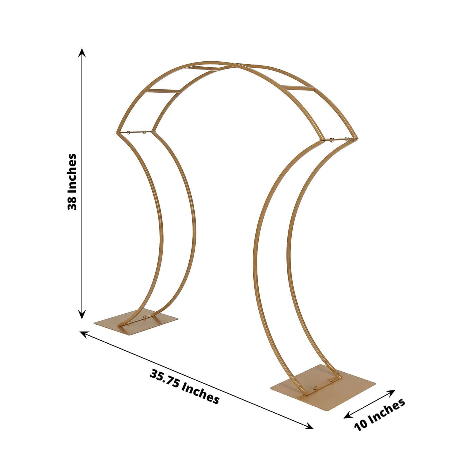 Metal Floral Arch Frame 38" Gold Curvy Design - Wedding Table Centerpiece or Aisle Prop - Image 3