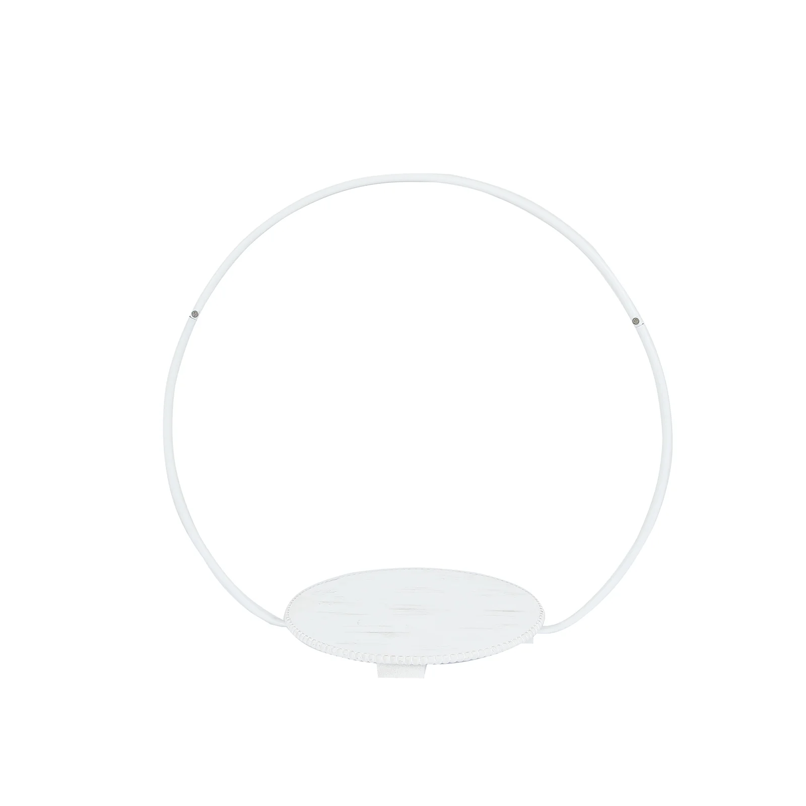 Metal Round Floral Hoop Cake Stand 22" Whitewash with Beaded Wooden Base - Dessert Display Table Centerpiece Stand - Image 7