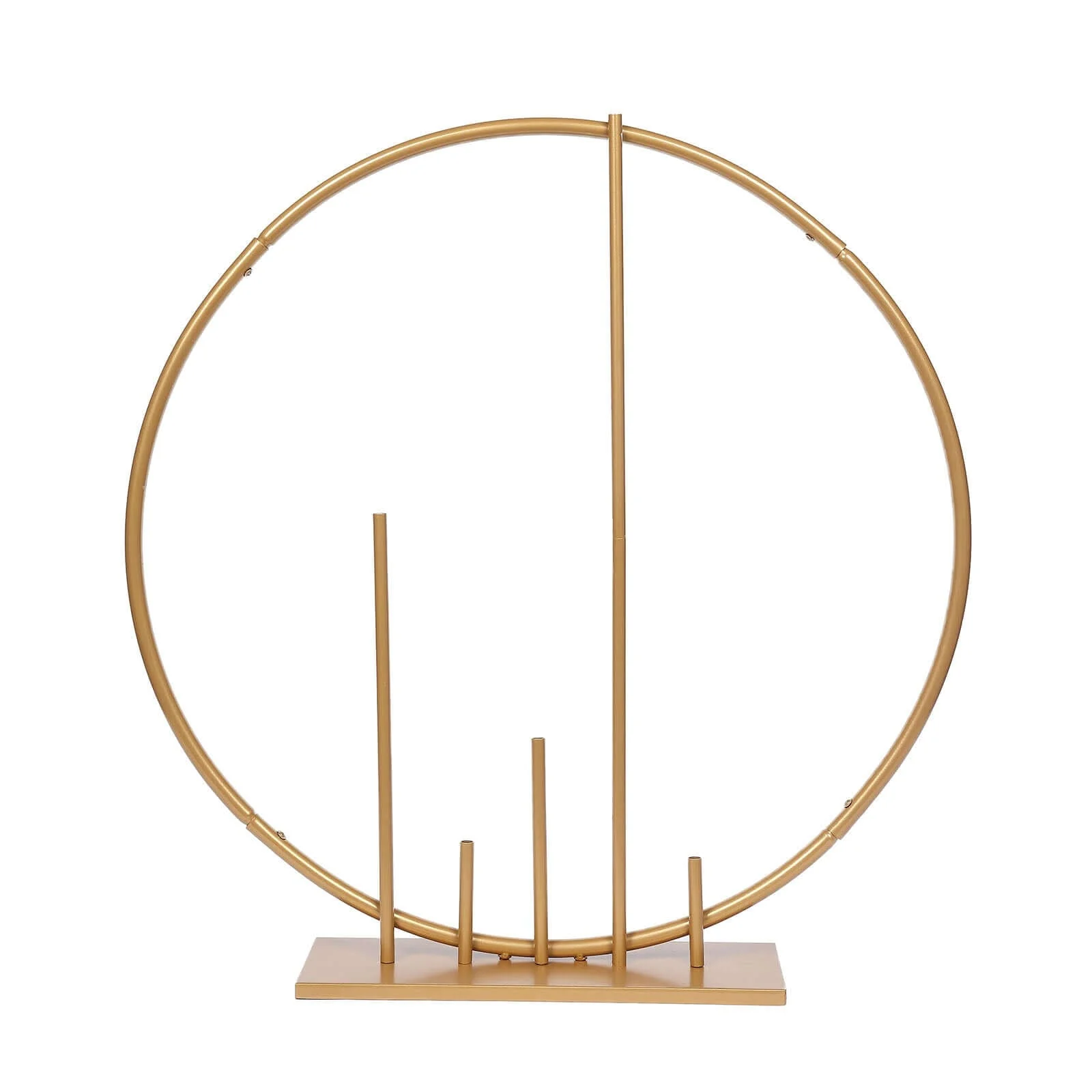 Metal Floral Hoop Wedding Table Centerpiece Round 24" Gold with Pillars - Self-Standing Balloon Arch Frame - Image 7