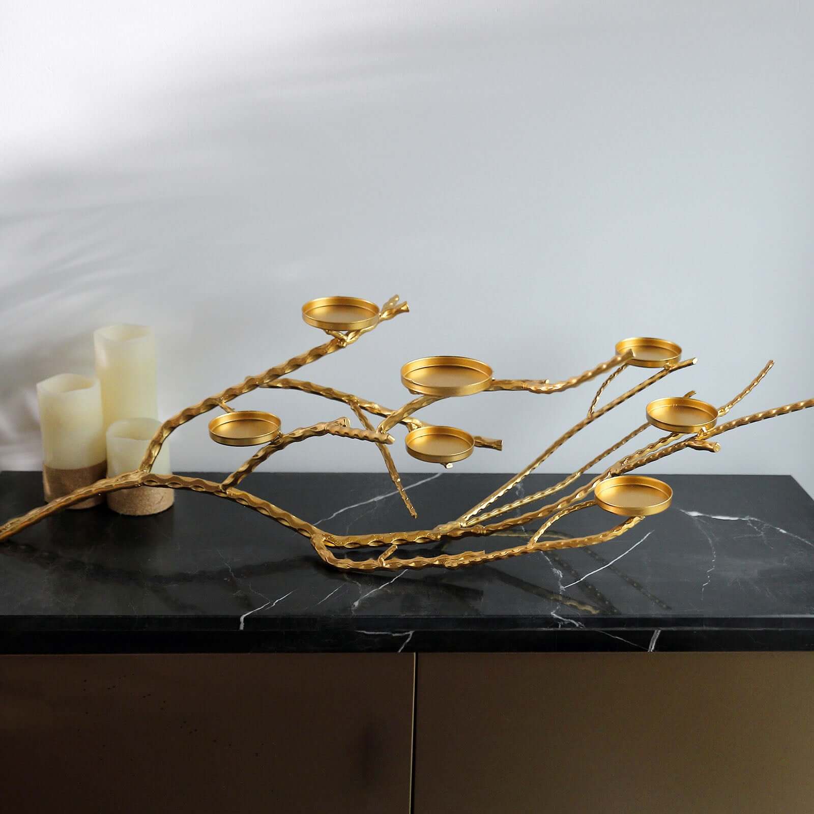 Metal Gold Manzanita Tree Branch Candelabra Candle Holder Stand 3ft - Twig Branch Design Table Centerpiece