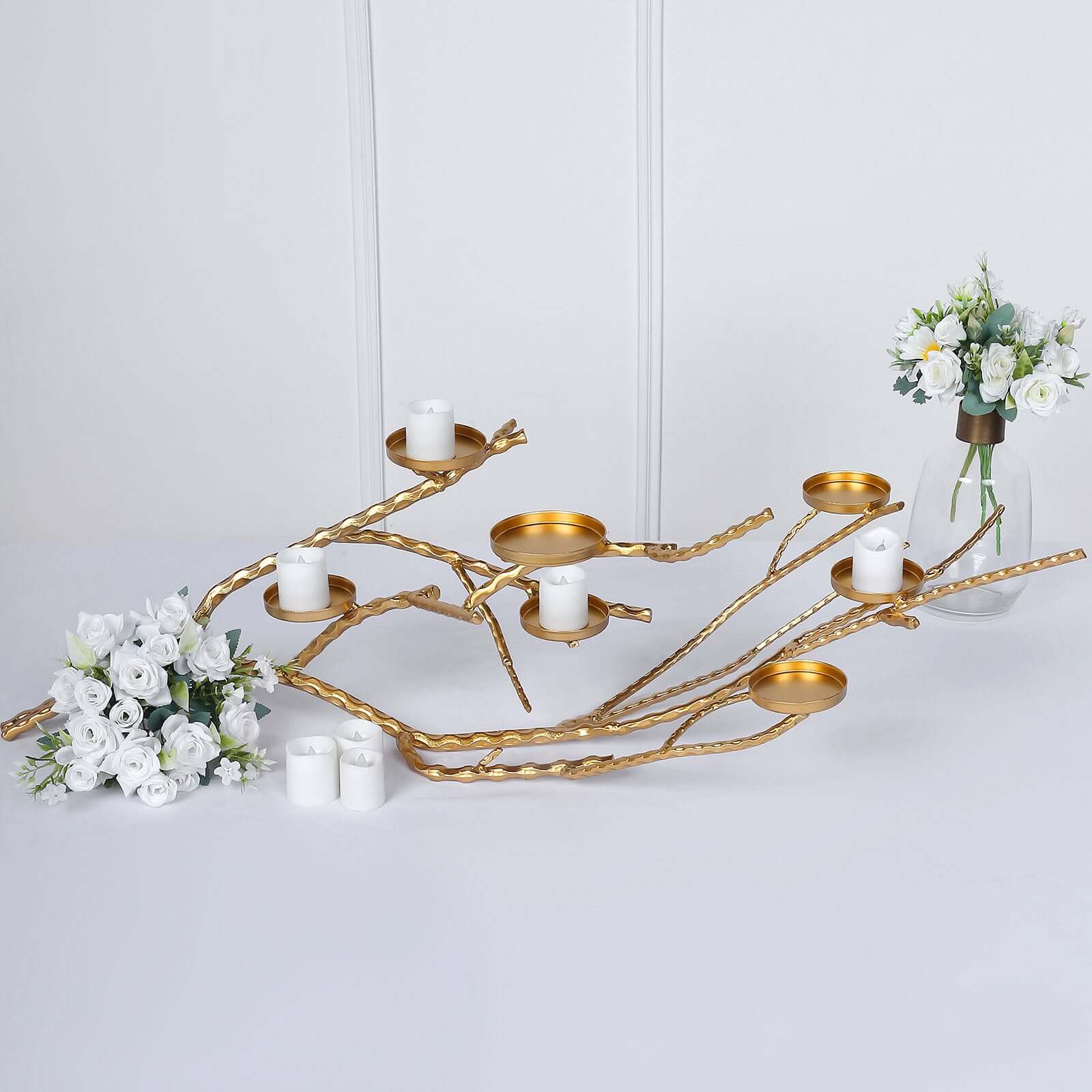 Metal Gold Manzanita Tree Branch Candelabra Candle Holder Stand 3ft - Twig Branch Design Table Centerpiece - Image 2