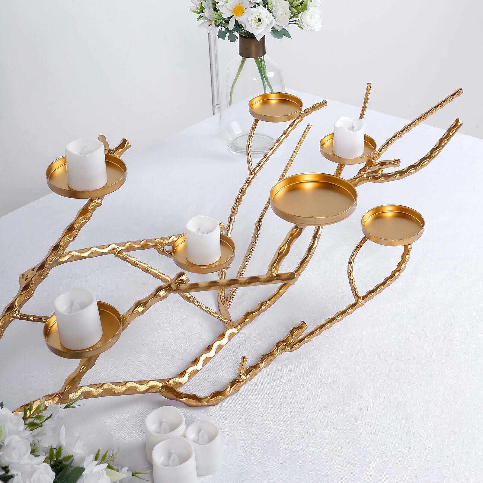 Metal Gold Manzanita Tree Branch Candelabra Candle Holder Stand 3ft - Twig Branch Design Table Centerpiece - Image 5