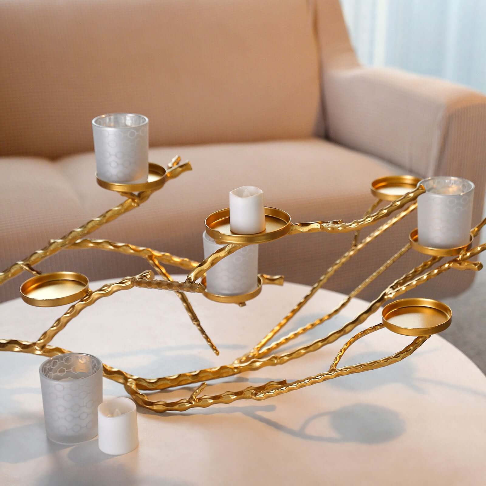 Metal Gold Manzanita Tree Branch Candelabra Candle Holder Stand 3ft - Twig Branch Design Table Centerpiece - Image 8