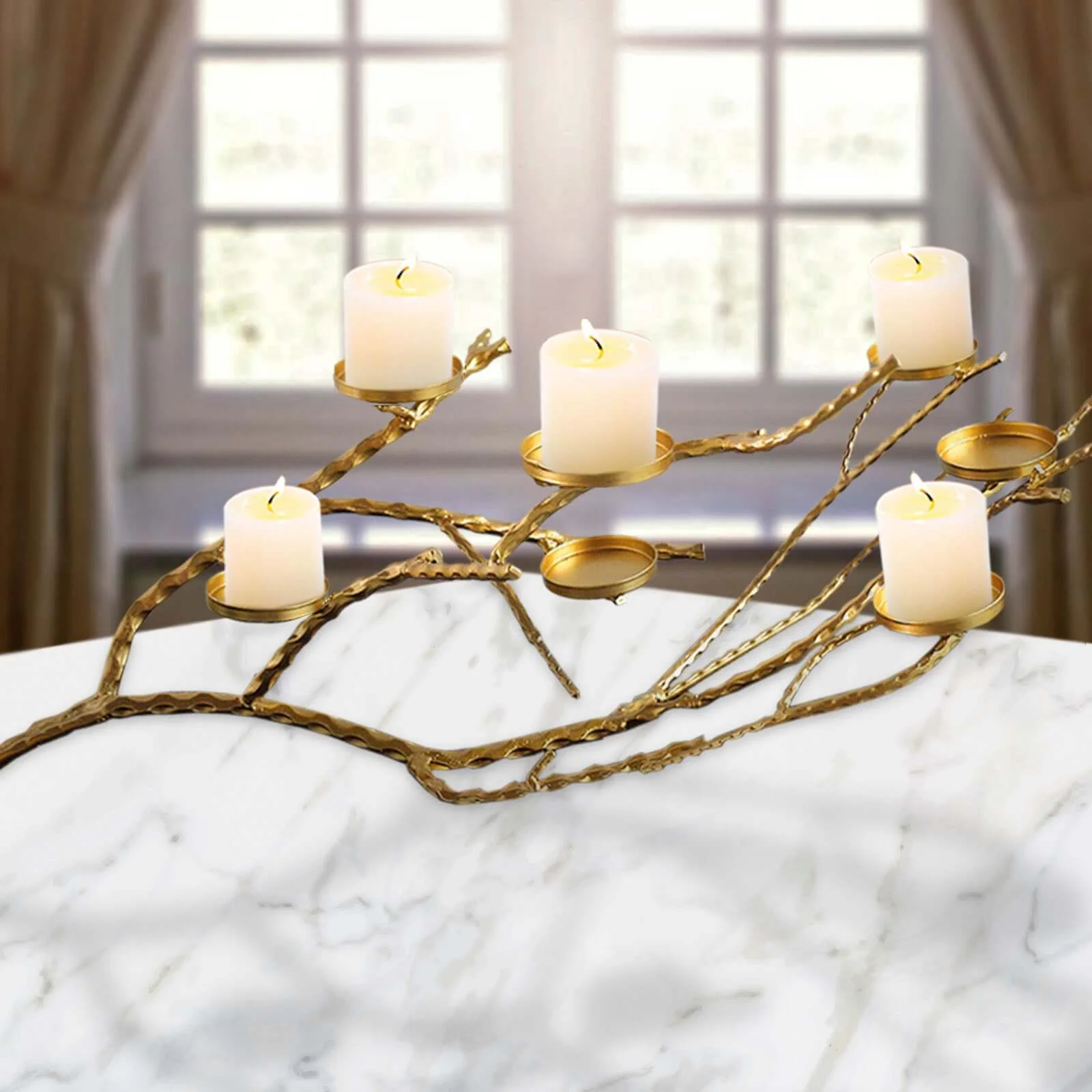 Metal Gold Manzanita Tree Branch Candelabra Candle Holder Stand 3ft - Twig Branch Design Table Centerpiece - Image 9