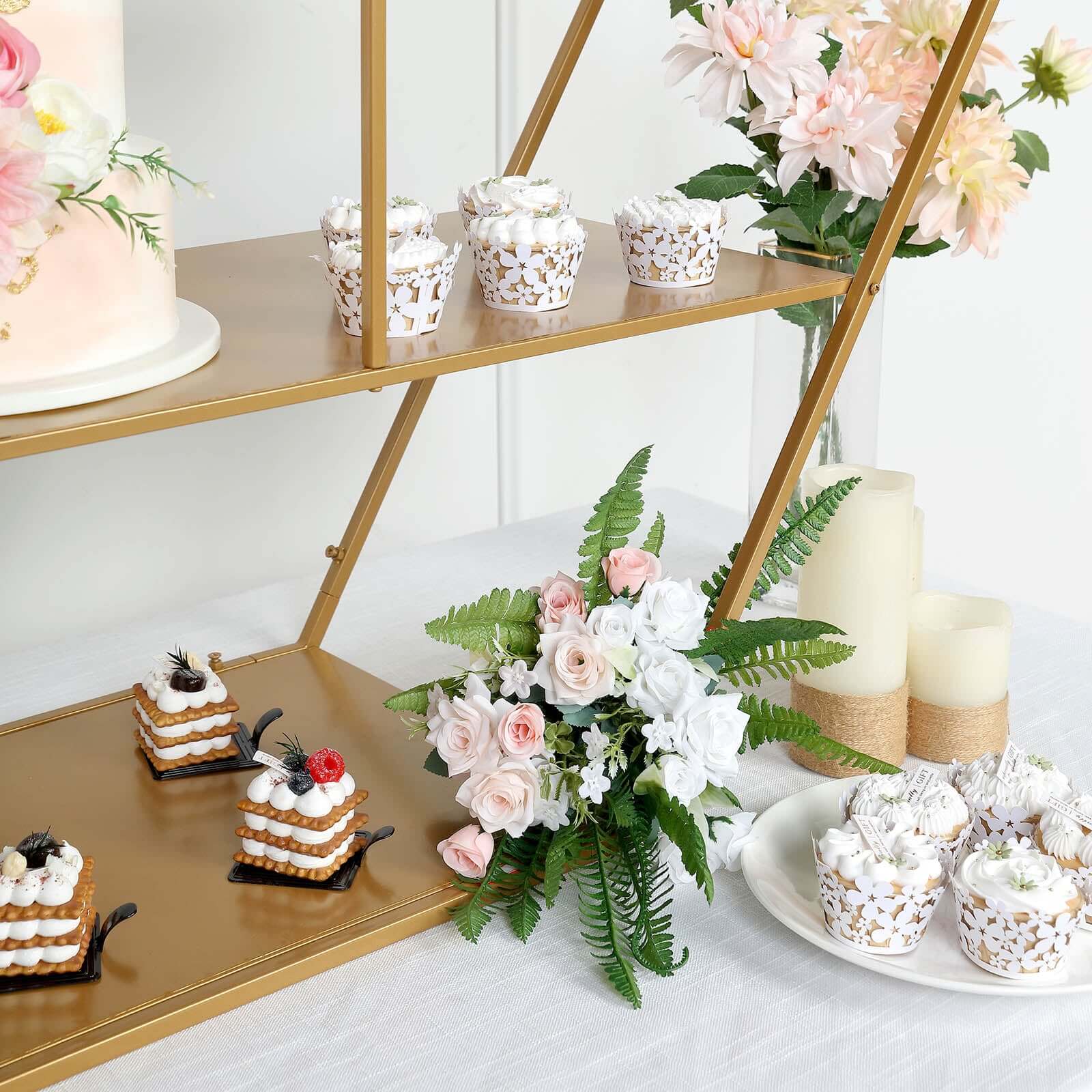 Metal Hexagonal Cake Dessert Display Stand 4ft Gold - Sturdy Large Geometric Rack Perfect for Event Backdrops Balloon Garlands Floral Installations & Modern Bookcase - Image 5