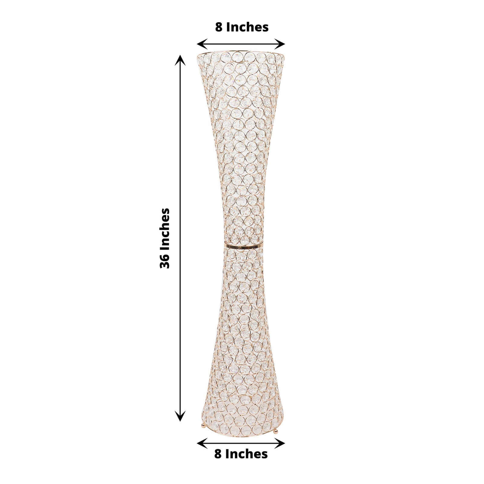 Metal Hurricane Floral Vase Centerpiece 36" Metallic Gold with Crystal Beaded Design - Stylish Event Decor - Image 3