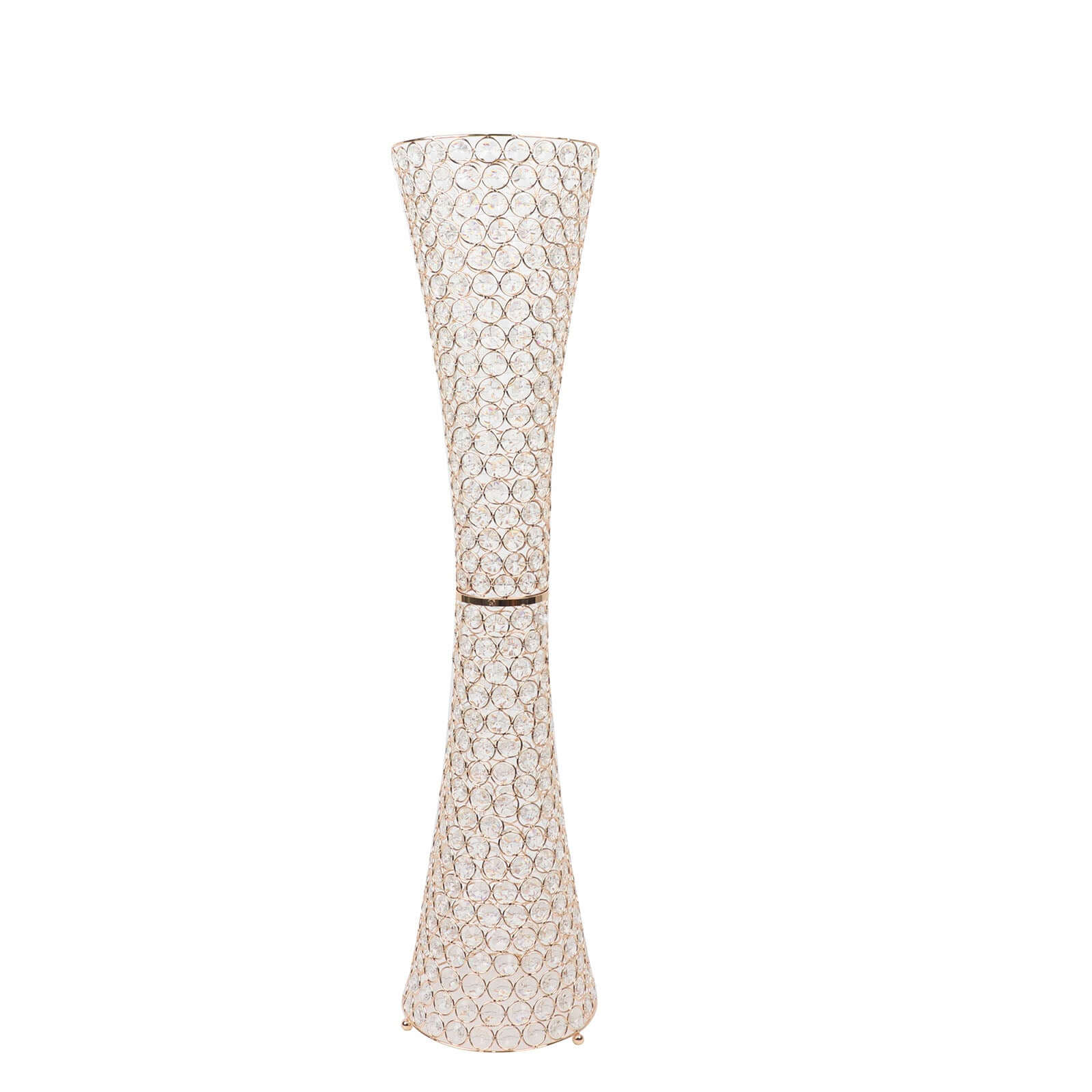 Metal Hurricane Floral Vase Centerpiece 36" Metallic Gold with Crystal Beaded Design - Stylish Event Decor - Image 6