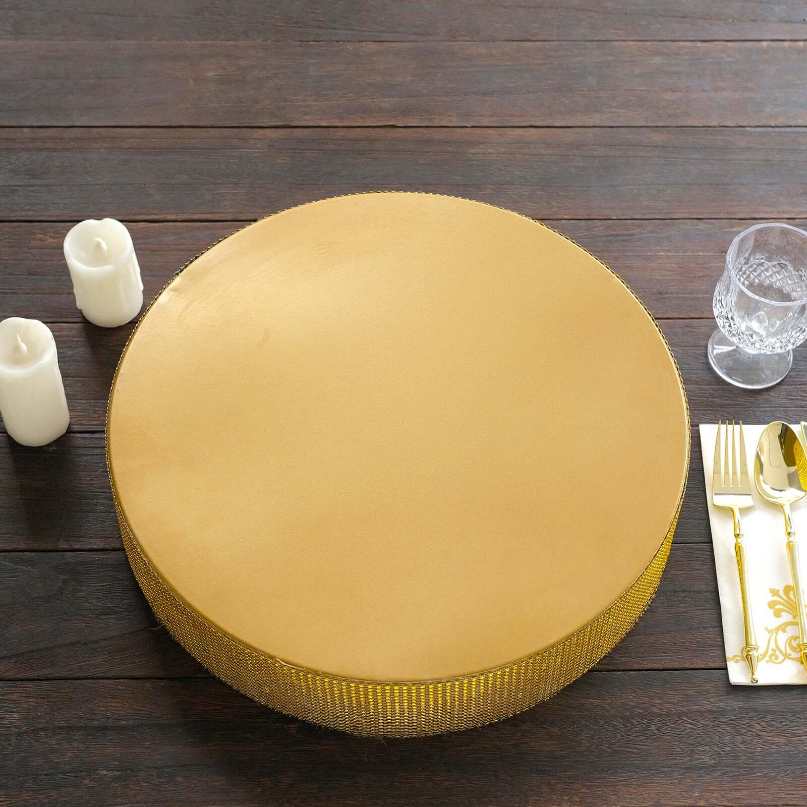 Metal Pedestal Cake Stand 16" Round Design with Rhinestones Gold - Cupcake Holder and Dessert Table Centerpiece - Image 8