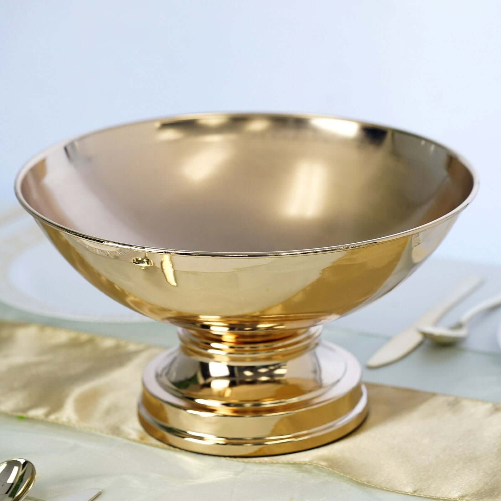 Metal Pedestal Flower Pot 12" Round Design Gold - Floating Candle Bowl and Display Dish - Image 6