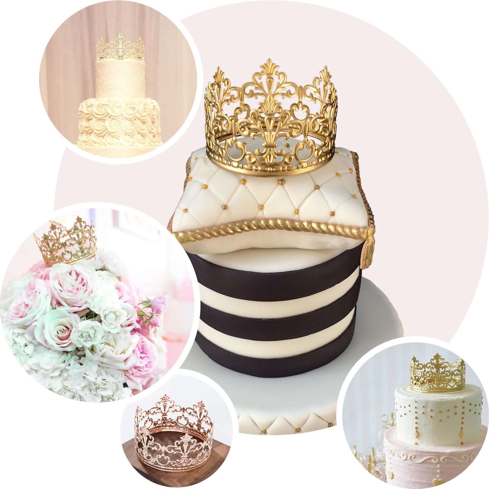Metal Princess Crown Cake Topper 2" Matte Gold - Classy Cake Centerpiece Decor for Fairytale-Themed Birthdays Weddings & Party Decor - Image 5