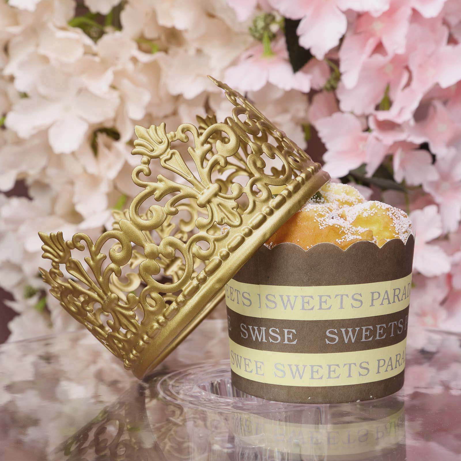 Metal Princess Crown Cake Topper 2" Matte Gold - Classy Cake Centerpiece Decor for Fairytale-Themed Birthdays Weddings & Party Decor - Image 7