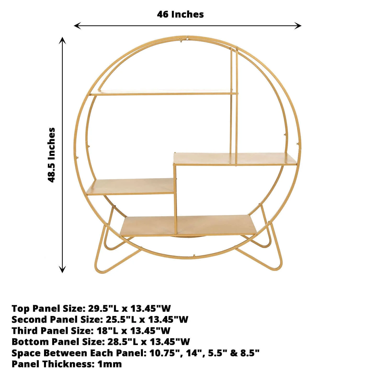 Metal Round Cake Dessert Display Stand 4ft Gold - Large Multi Functional Modern Bookcase Party Backdrop for Balloons Floral Installations & Event Decor - Image 3