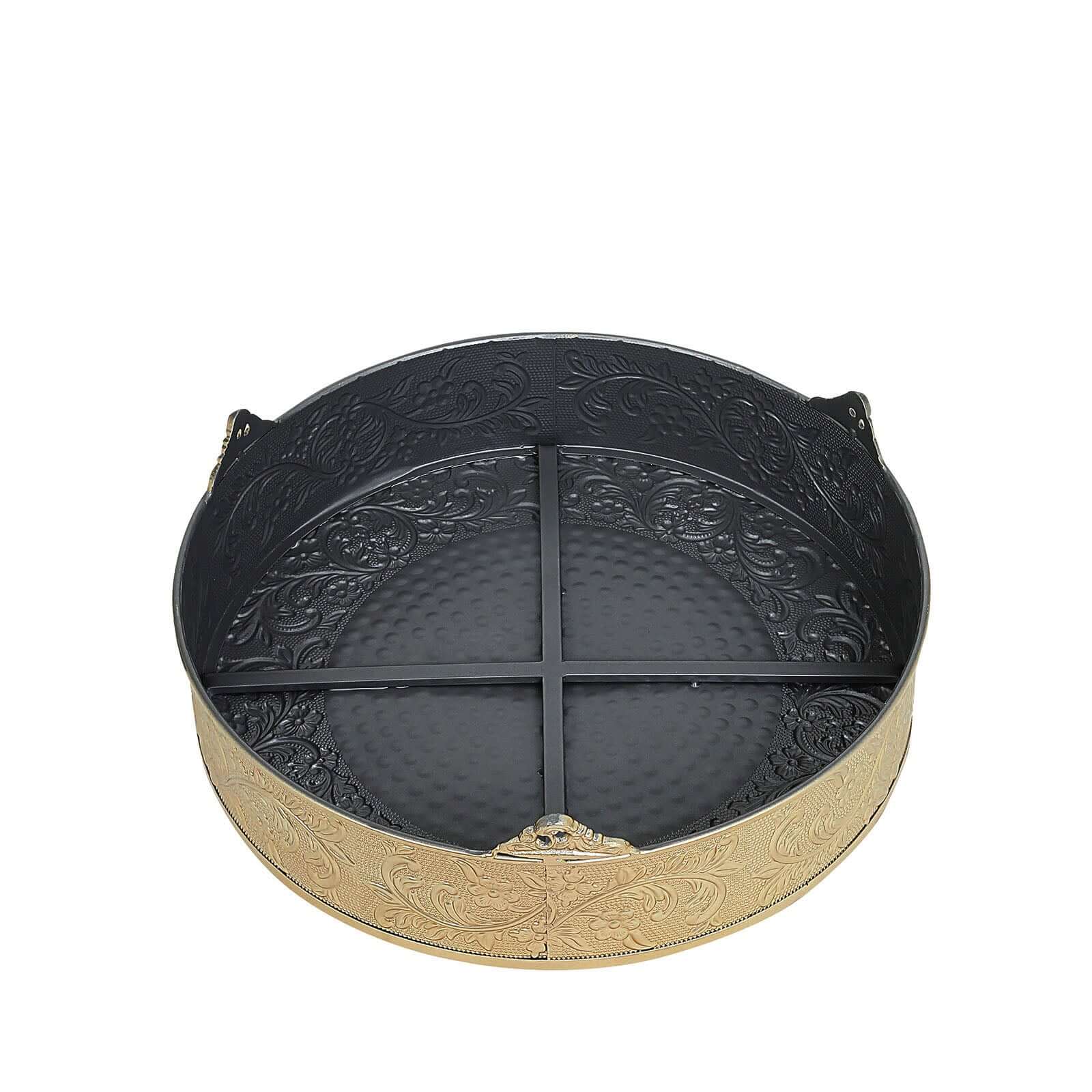 Metal Round Cake Pedestal Stand 18" Gold with Embossed Design - Decorative Matte Cupcake Display Riser Centerpiece Dessert Tray for Luxurious Event Styling - Image 7