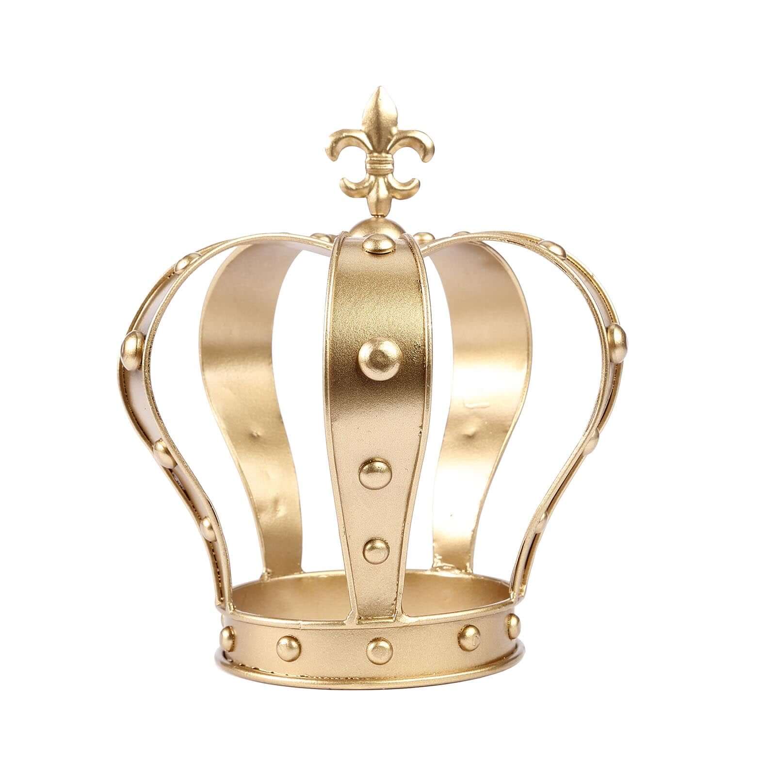 Metal Royal Crown Cake Topper 8" Gold Fleur-De-Lis Top - Majestic Cake Centerpiece Decoration for Formal & Grandiose Celebrations - Image 6