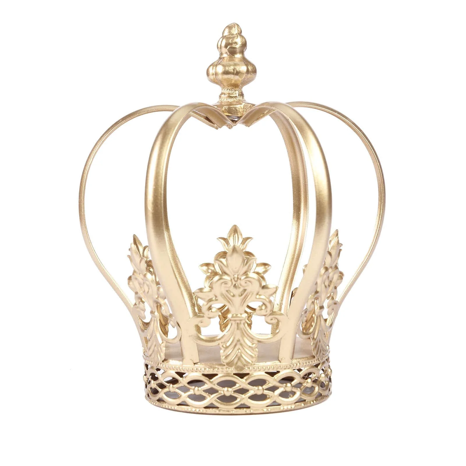 Metal Royal Crown Cake Topper 8" Gold with Fleur-De-Lis Sides - Reusable Cake Centerpiece Decoration for Lavish Events & Royal-Themed Celebrations - Image 6