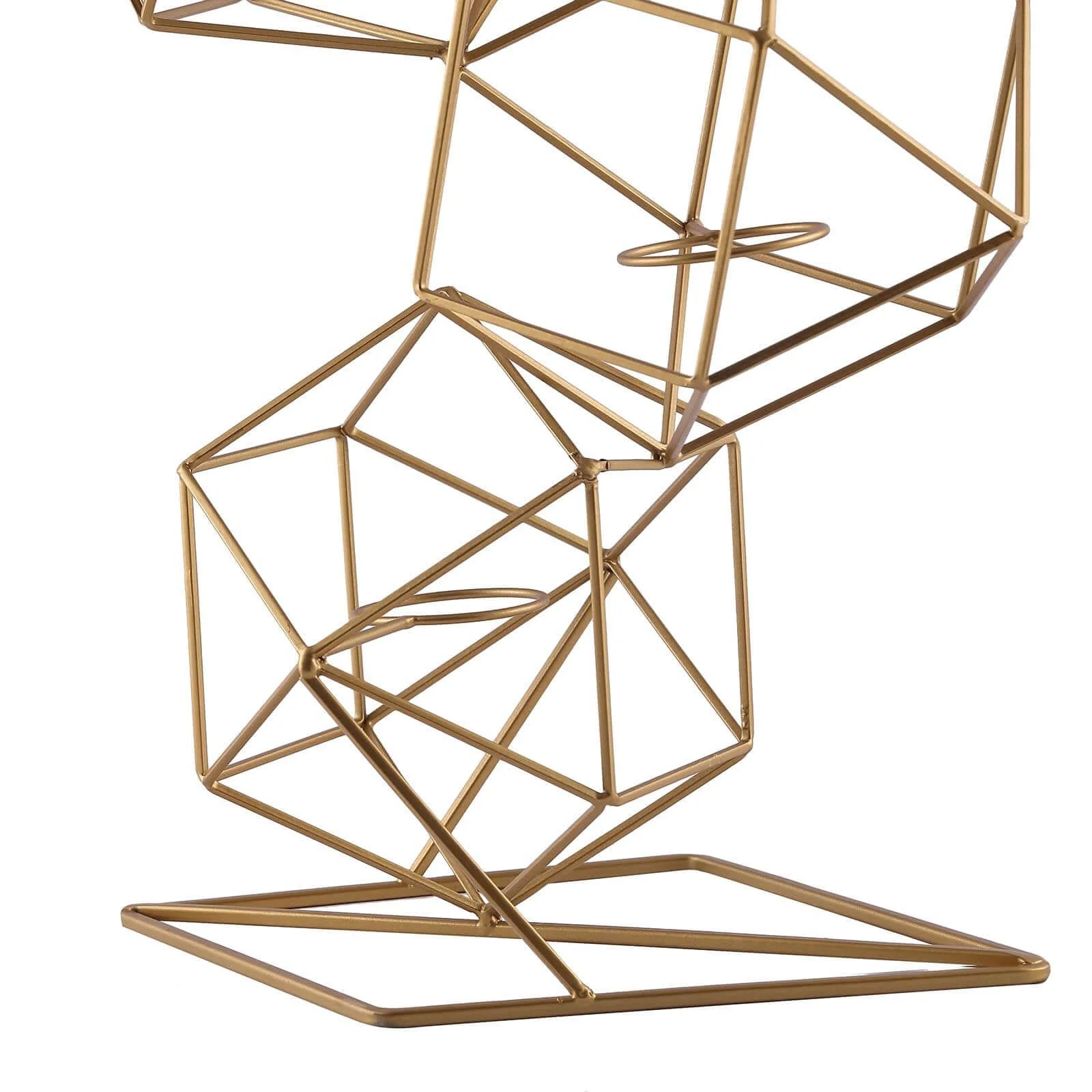 Metal Tealight Candle Holder 25" Linked Geometric Design with Votive Glass Holders Gold - Luxe Centerpieces for Weddings & Events - Image 8