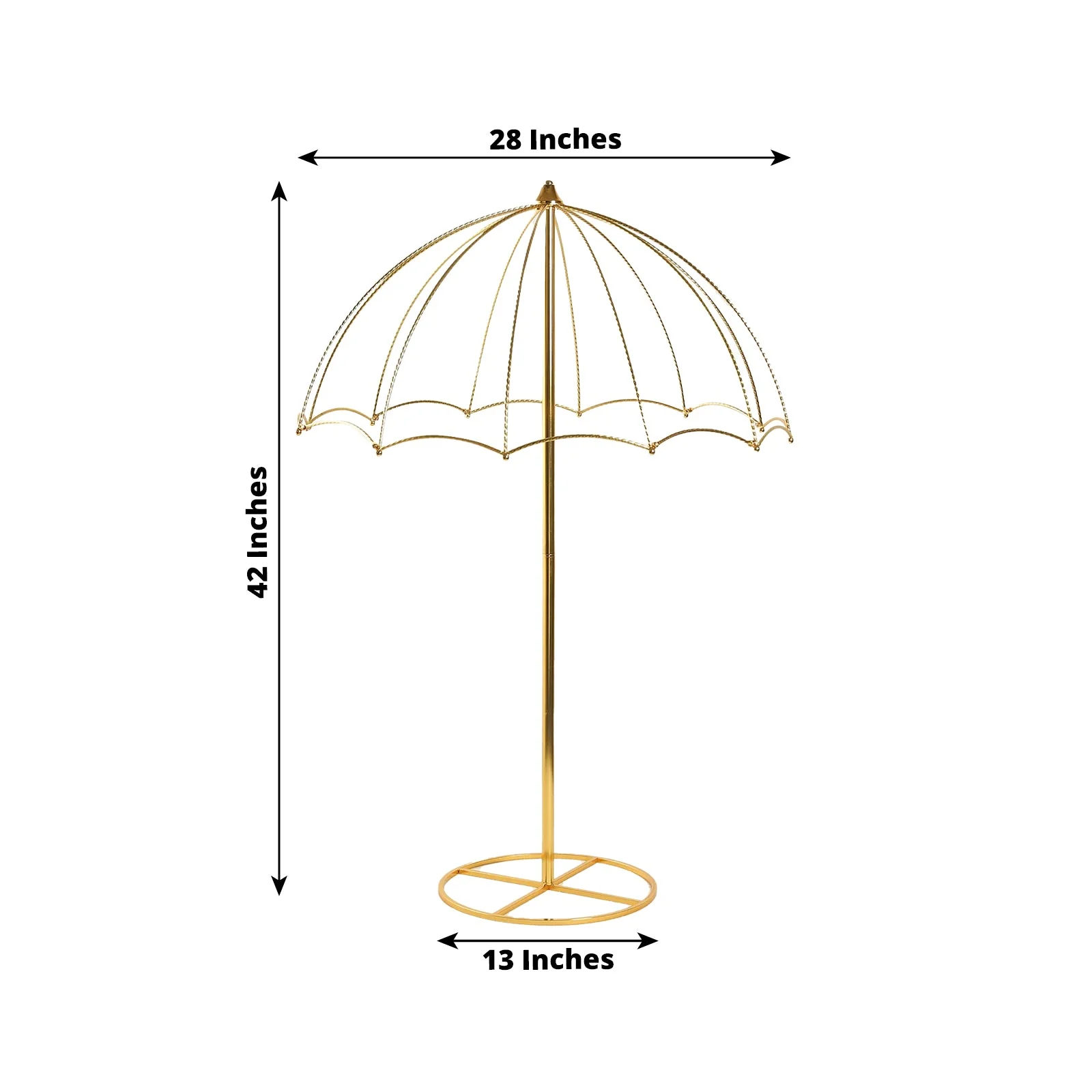 Metal Umbrella Flower Stand 42" Gold Round Base - Floral Frame Wedding Table Centerpiece - Image 2
