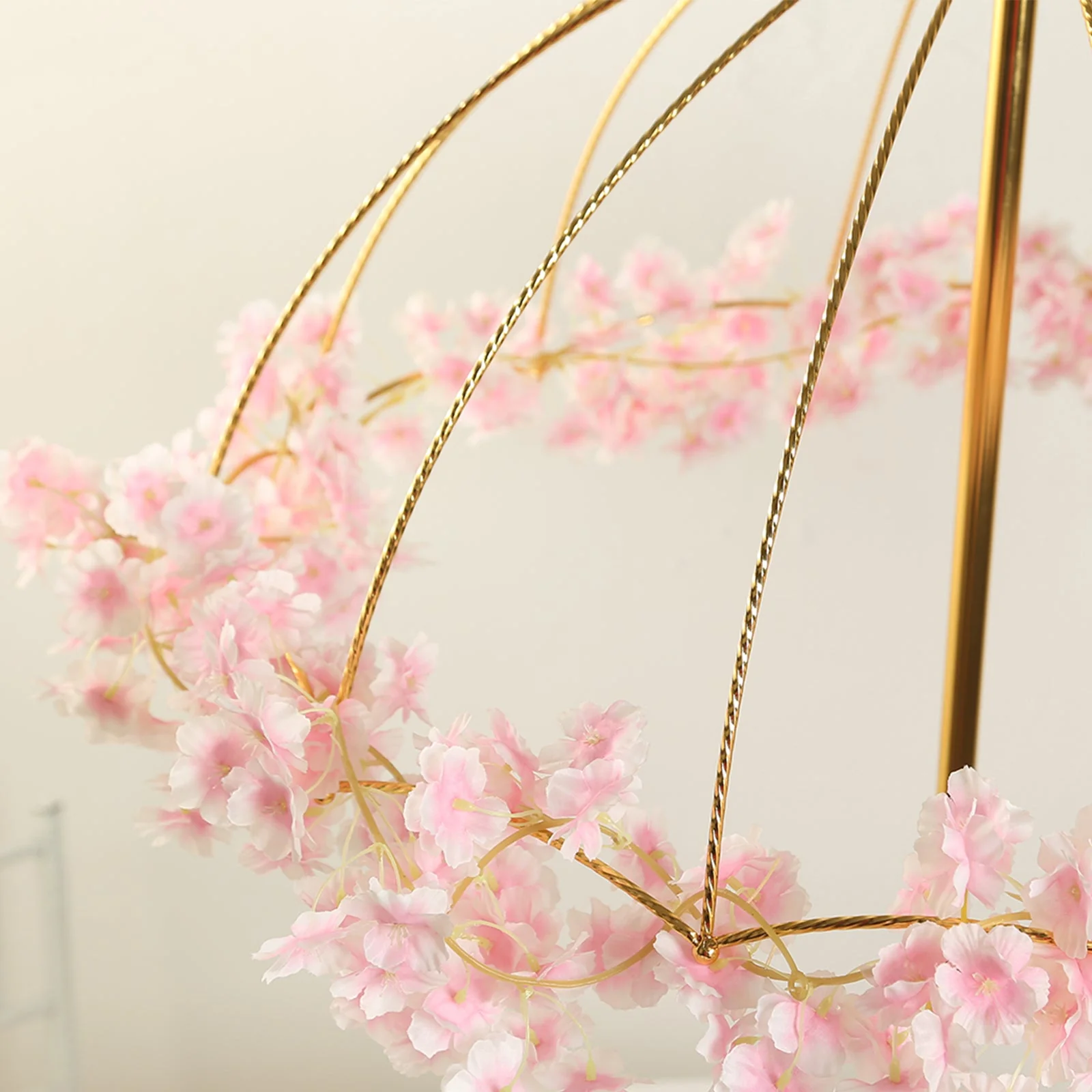 Metal Umbrella Flower Stand 42" Gold Round Base - Floral Frame Wedding Table Centerpiece - Image 7