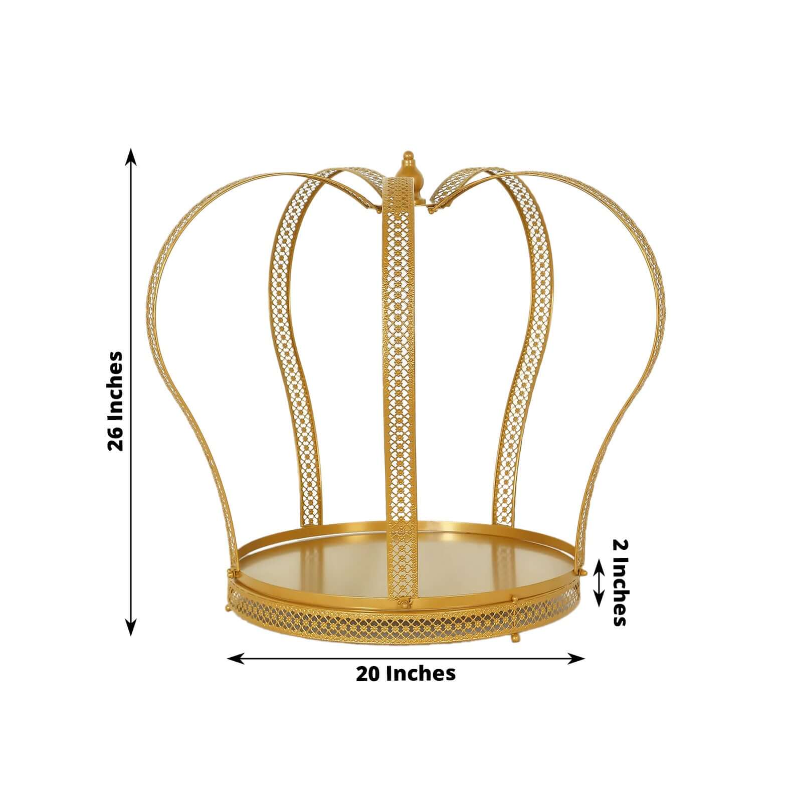 Metal Wedding Cake Stand 26" Gold Princess Crown Style - Majestic Cupcake Dessert Display Holder for Royal Themed Weddings Anniversaries & Celebrations - Image 3