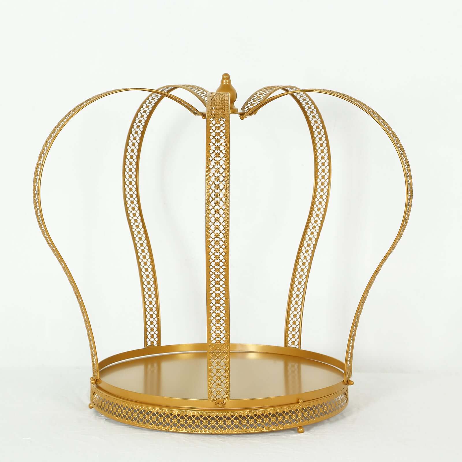 Metal Wedding Cake Stand 26" Gold Princess Crown Style - Majestic Cupcake Dessert Display Holder for Royal Themed Weddings Anniversaries & Celebrations - Image 7