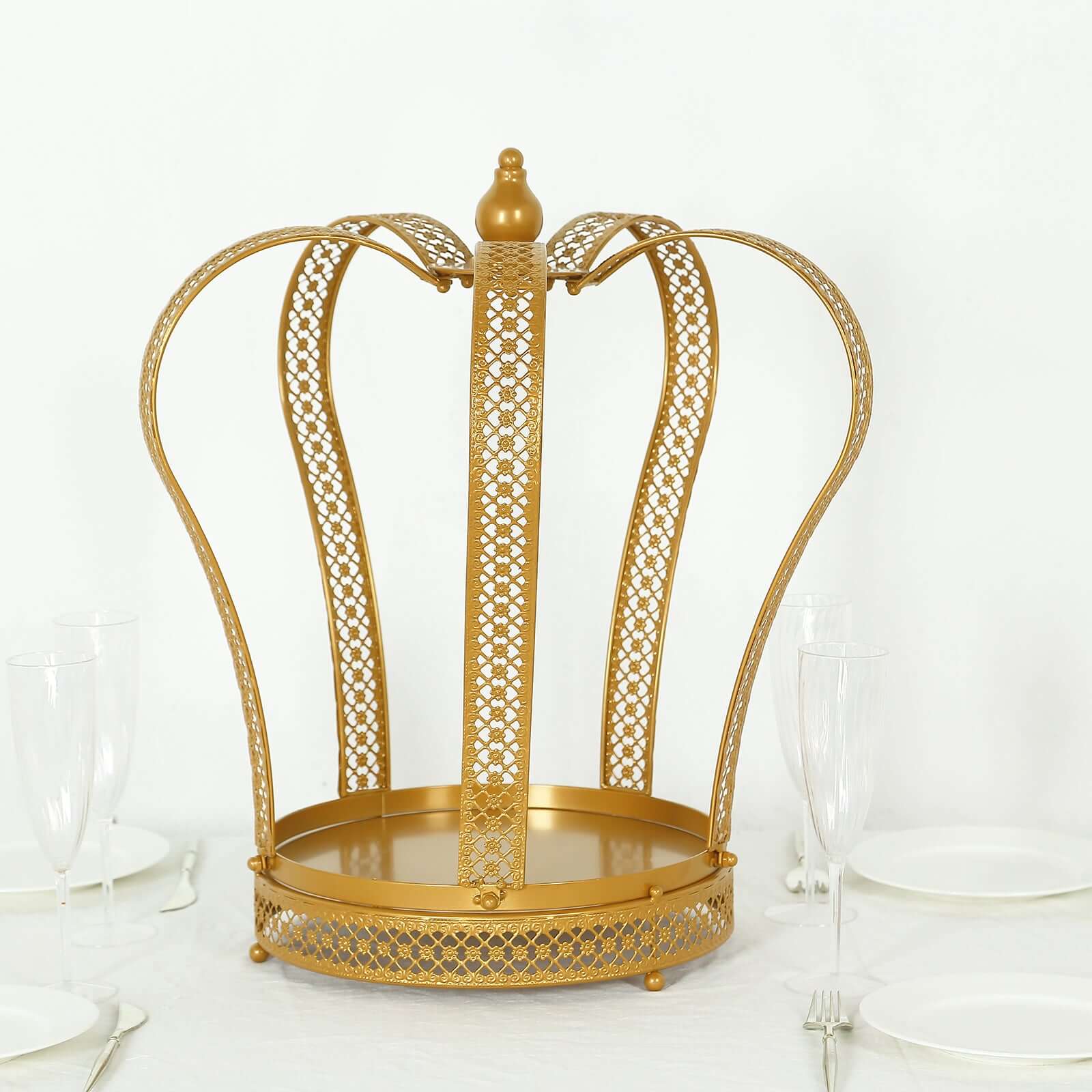 Metal Wedding Cupcake Stand 19" Gold Princess Crown Style - Exquisite Dessert Display Holder Centerpiece for Weddings Bridal Showers & Special Occasions - Image 4