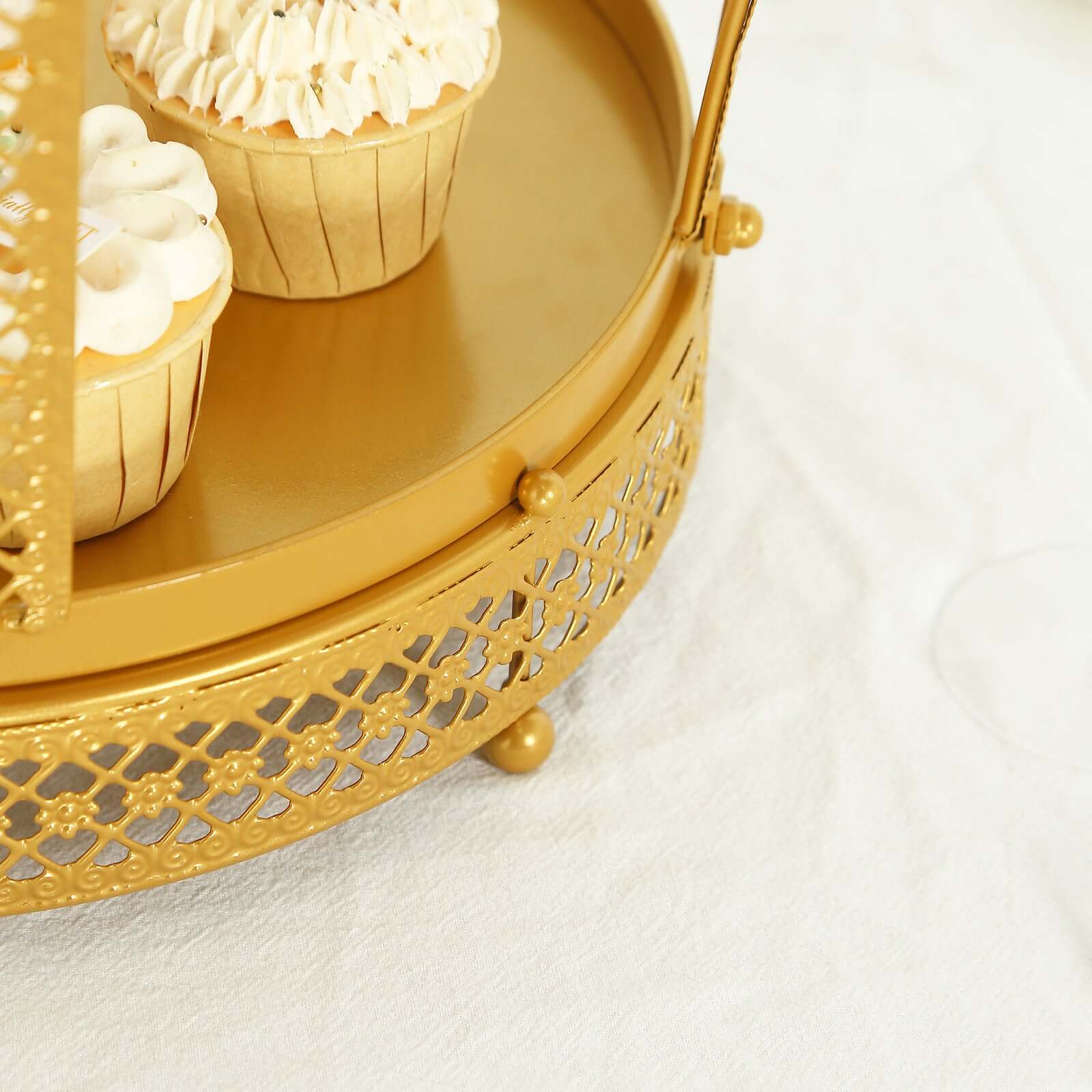 Metal Wedding Cupcake Stand 19" Gold Princess Crown Style - Exquisite Dessert Display Holder Centerpiece for Weddings Bridal Showers & Special Occasions - Image 9