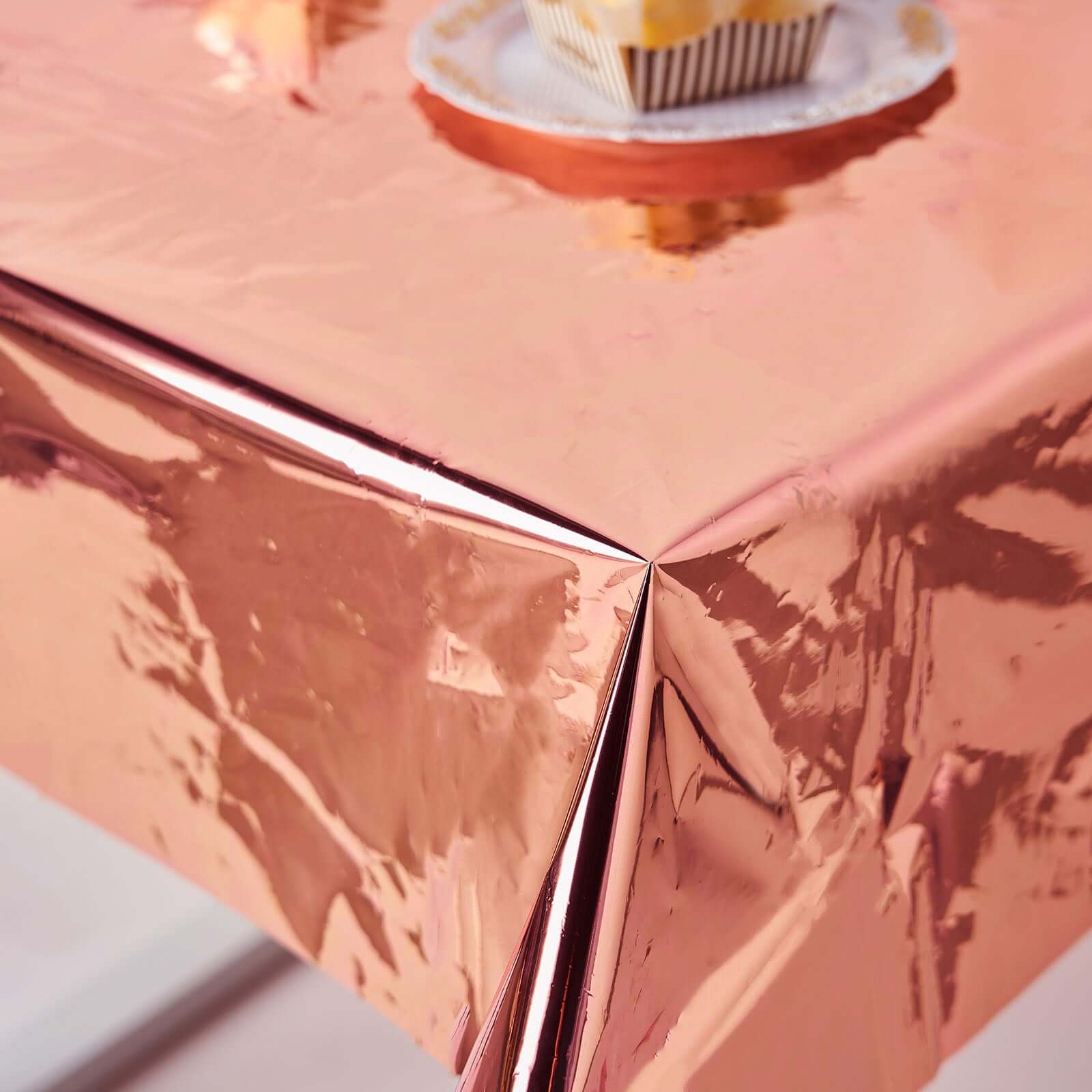 Metallic Foil Tablecloth 50"x50" Square Rose Gold - Disposable Table Cover for Events - Image 10