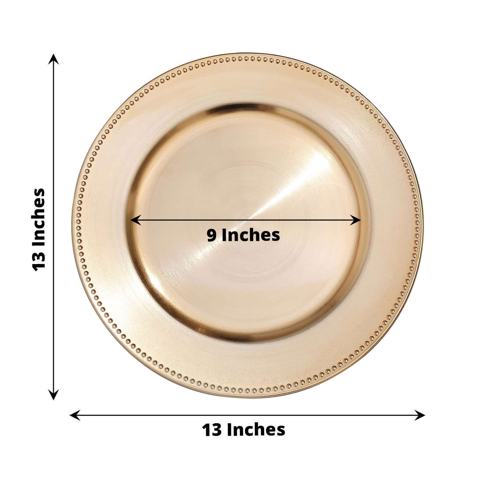 6-Pack Acrylic Charger Plates 13" Round Metallic Gold Beaded Rim - Dinner Charger Event Tabletop Decor - Image 3