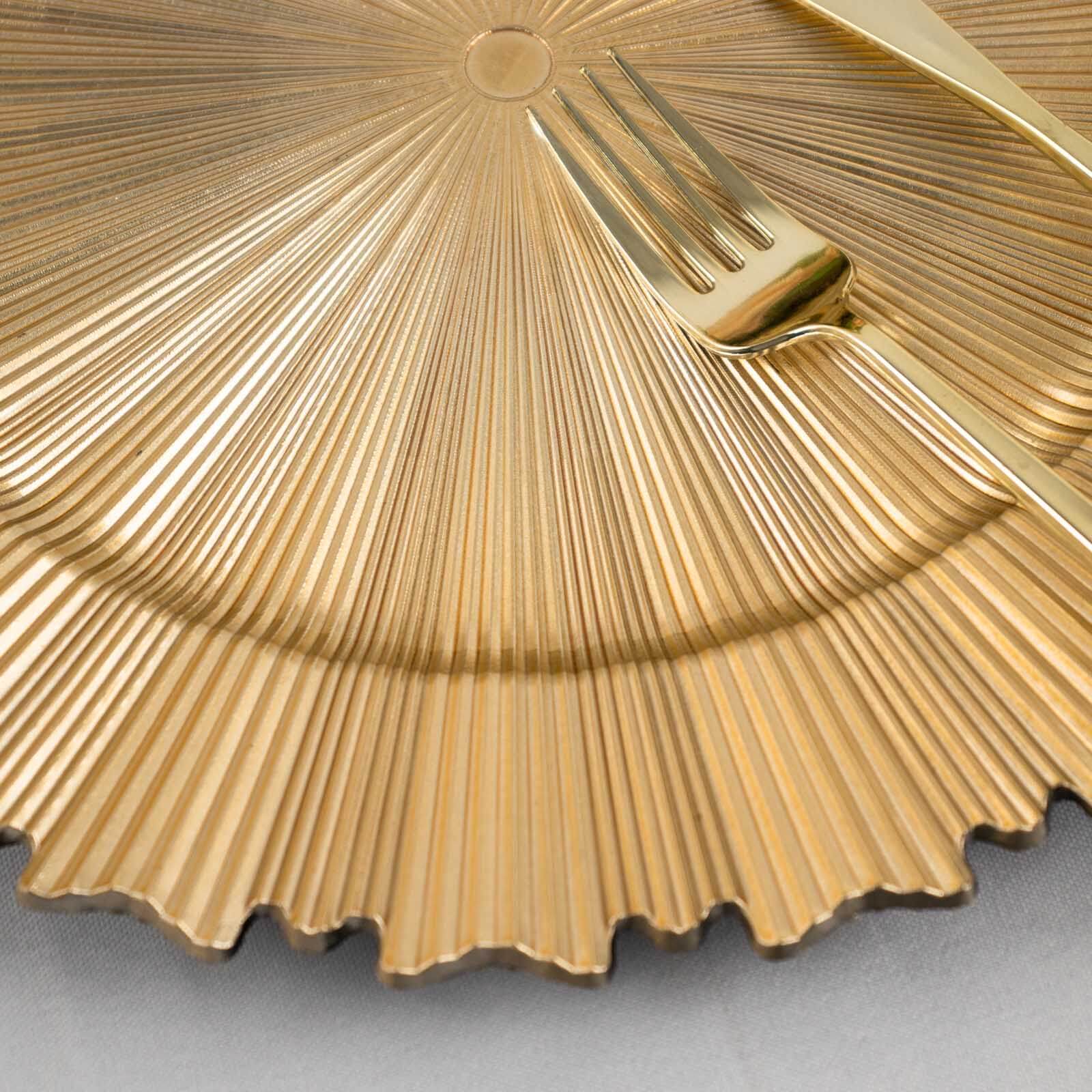 6-Pack Acrylic Plastic Charger Plates 13" Round Metallic Gold with Sunray Scalloped Rim - Decorative Dinner Party Charger Tableware - Image 7