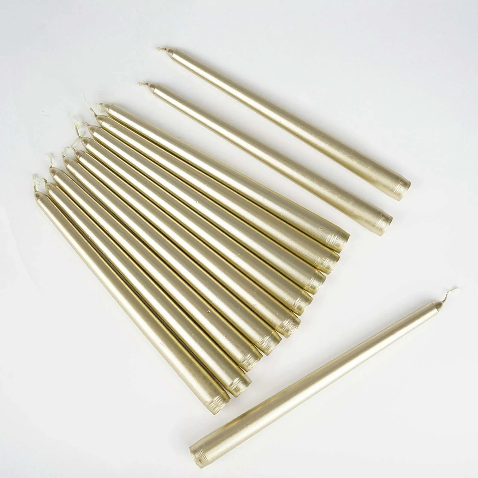 12-Pack Taper Candles 10" Premium Wax Design Metallic Gold - Unscented Candles for Stylish Settings - Image 2