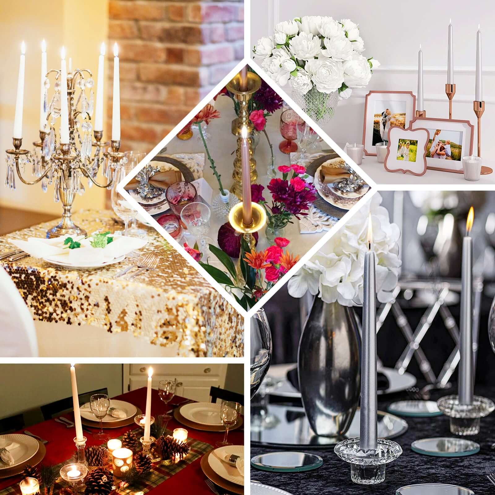 12-Pack Taper Candles 10" Premium Wax Design Metallic Gold - Unscented Candles for Stylish Settings - Image 5