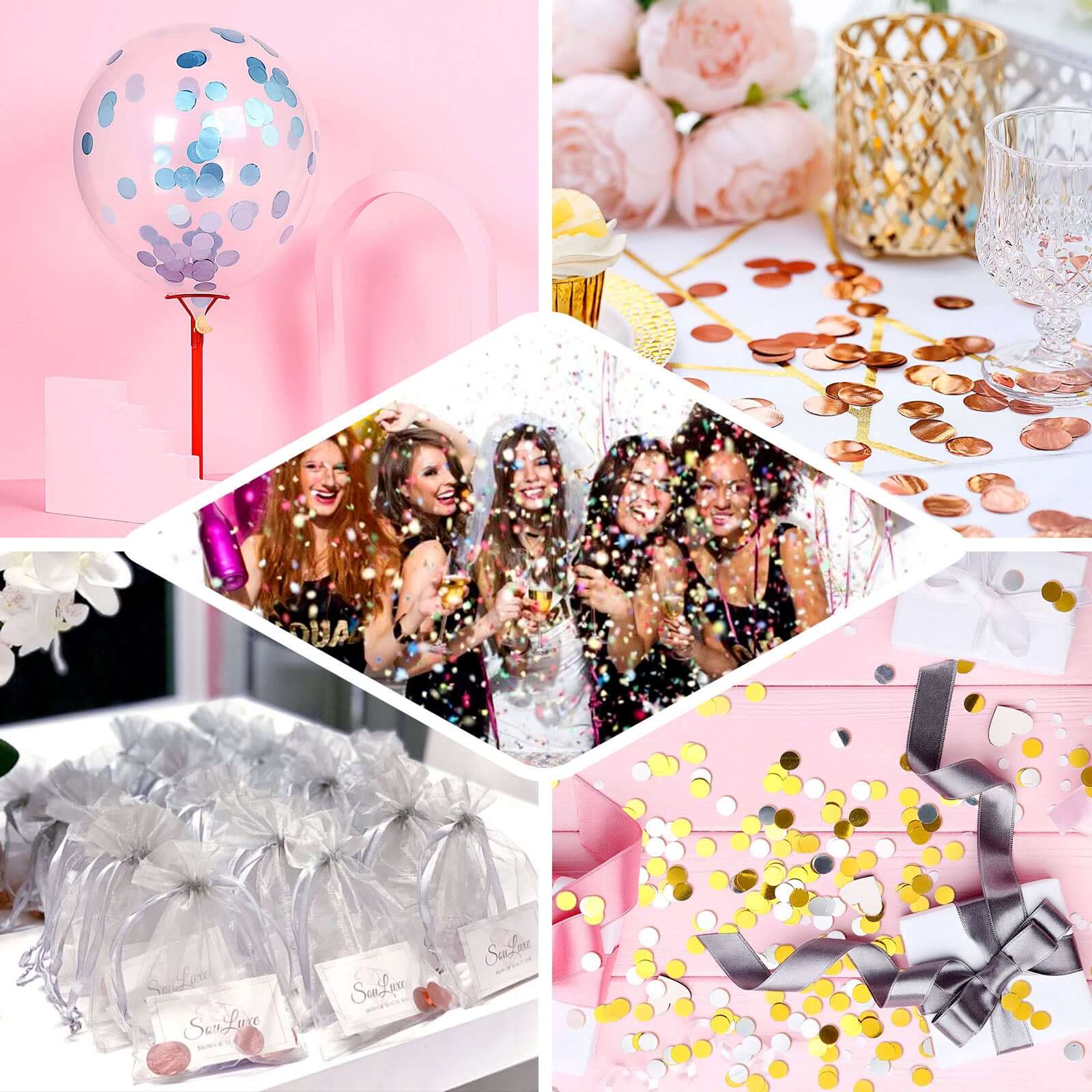 Metallic Round Party Confetti 18G Bag Silver Foil - Balloon Table Confetti Glitter Dots for Festive Weddings Baby Bridal Showers & Events - Image 5