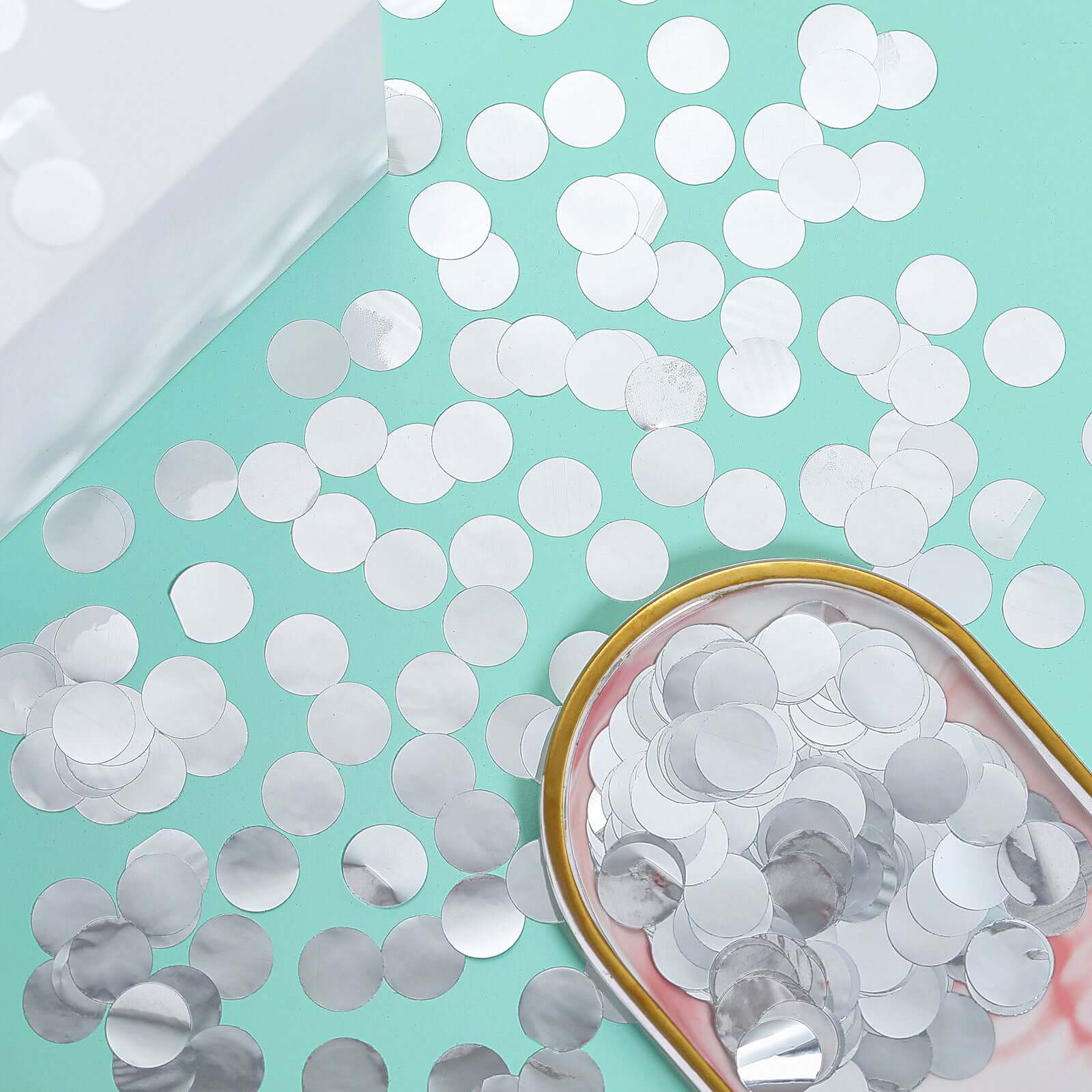 Metallic Round Party Confetti 18G Bag Silver Foil - Balloon Table Confetti Glitter Dots for Festive Weddings Baby Bridal Showers & Events - Image 6